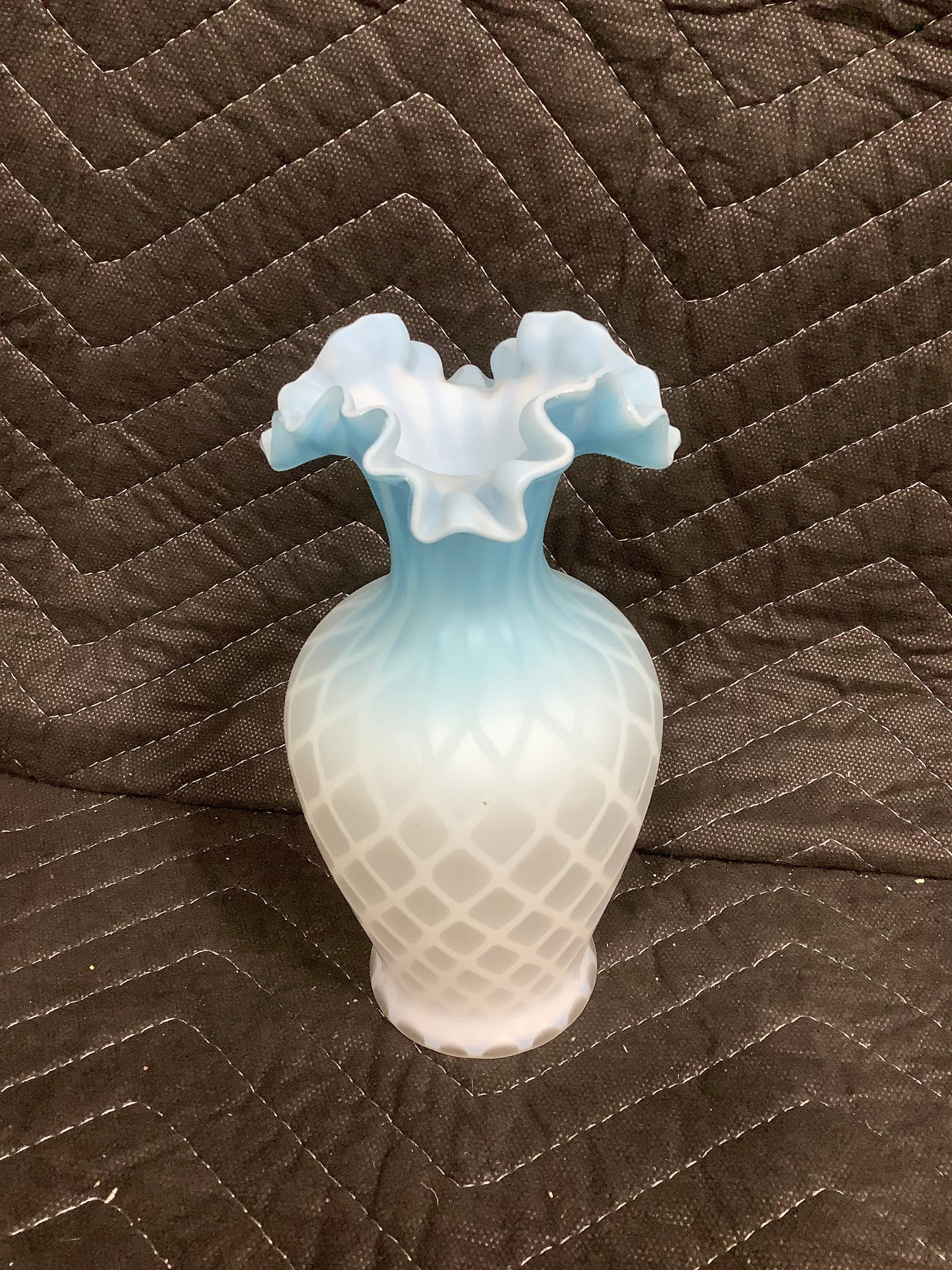 Vintage satin glass vase with ruffled rim(7intall) (1 of 1)