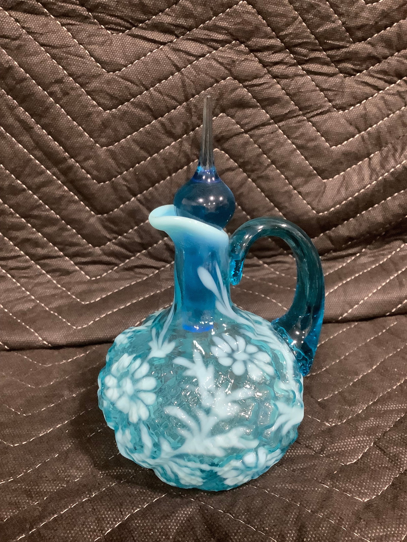 Vintage Fenton art glass cruet in daisy and fern pattern(6.5in tall) (1 of 1)
