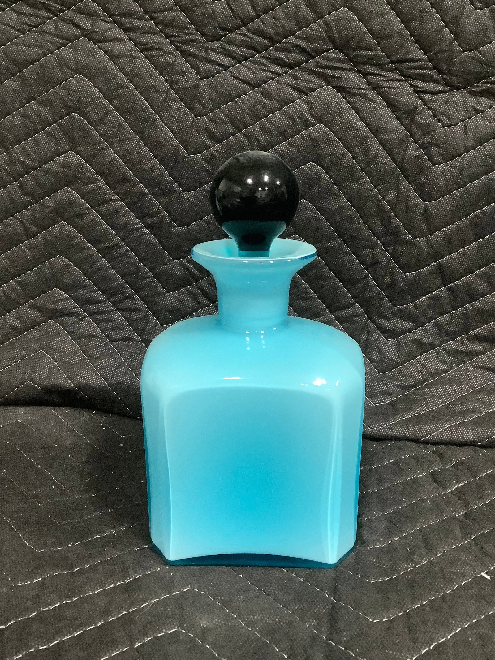 Vintage blue glass decanter(8in tall) (1 of 1)