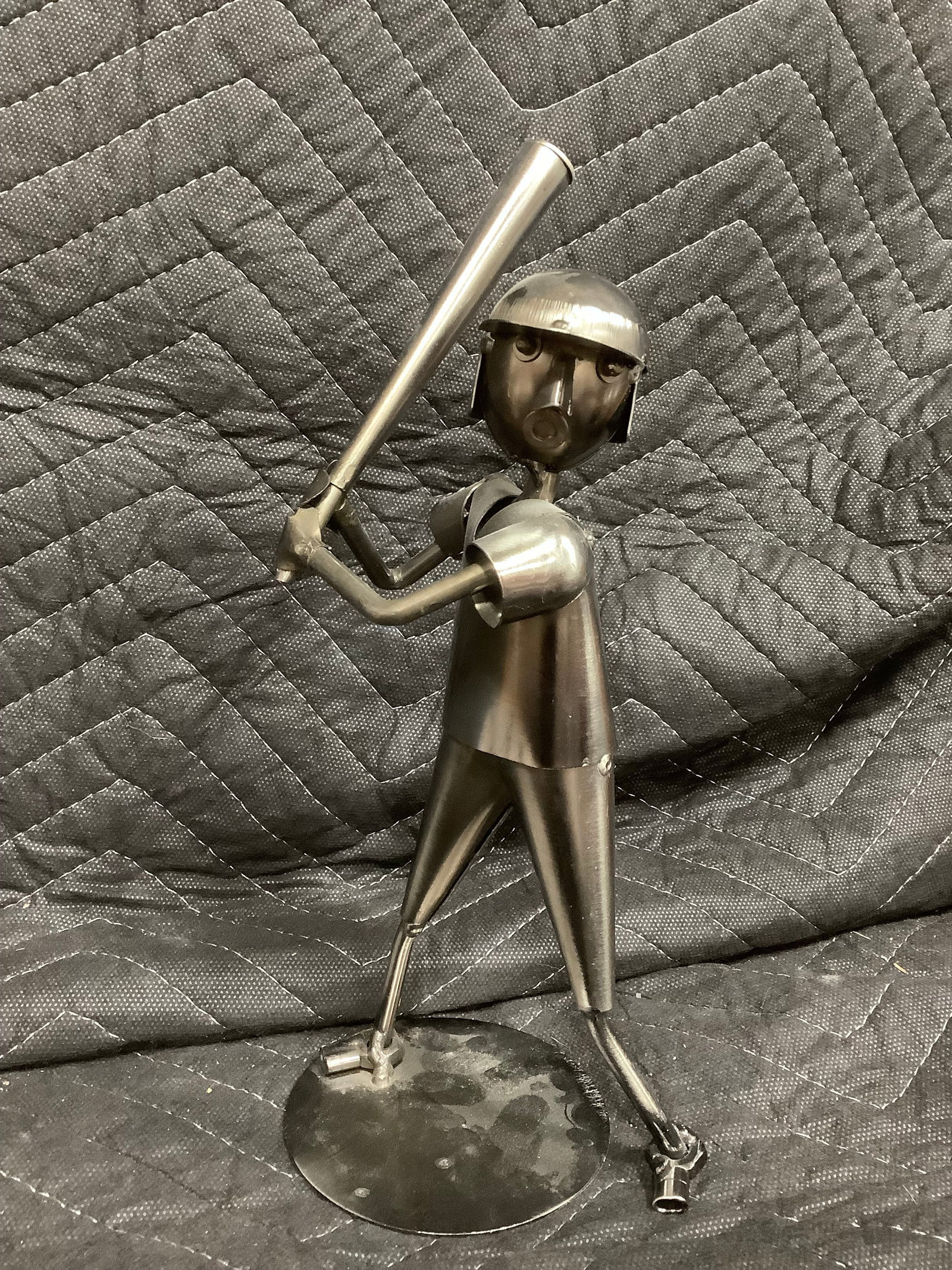 Handmade Metal baseball player sculpture(10in) (1 of 1)