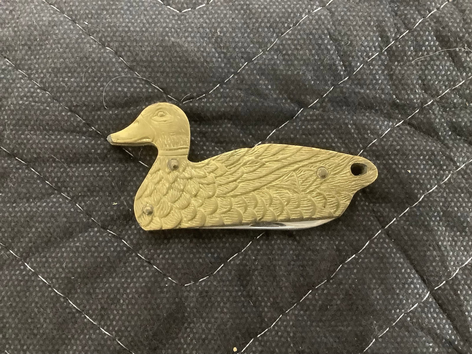 Vintage brass duck keychain/pocket knife (1 of 1)