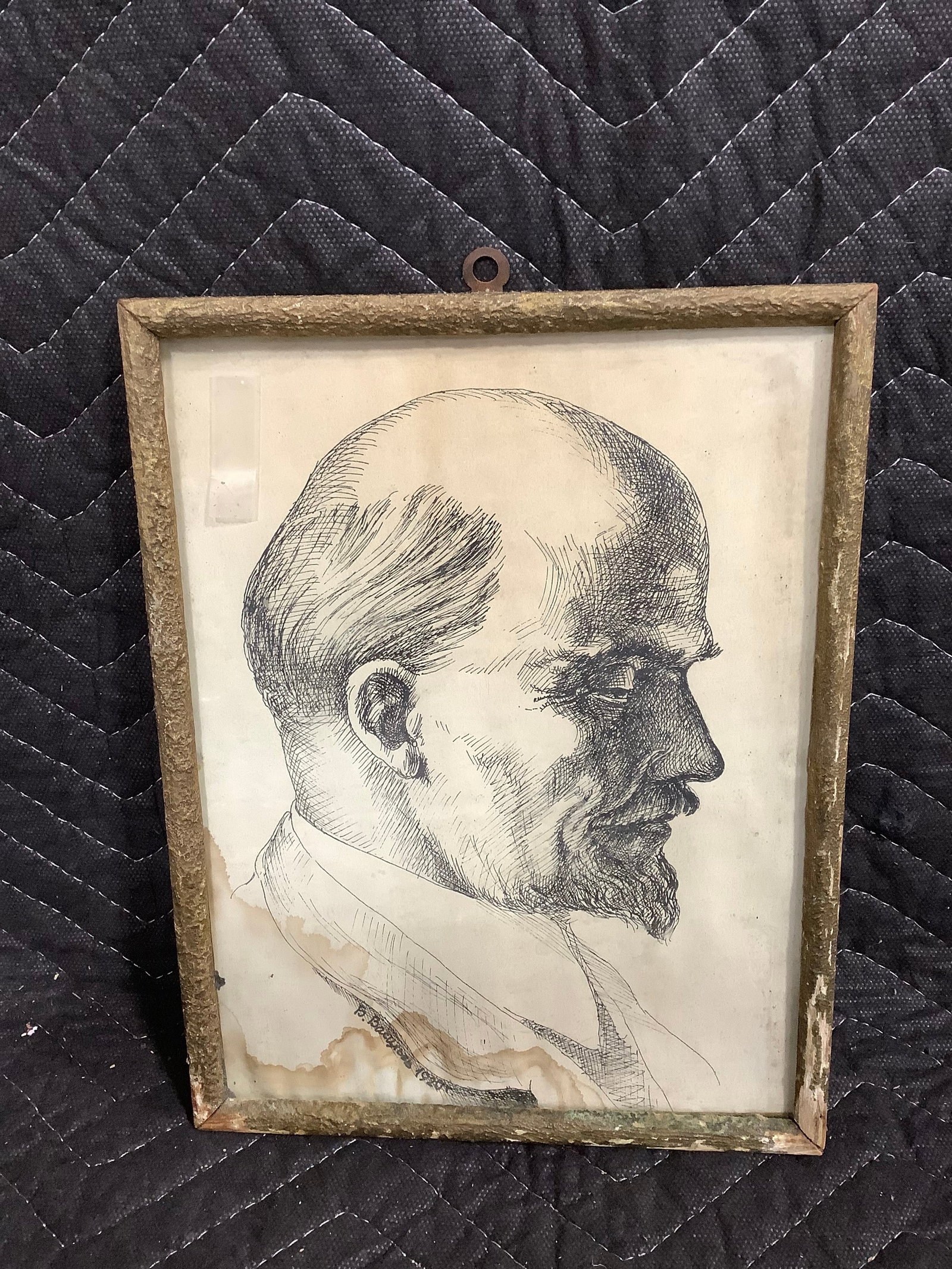 Framed portrait of Vladimir Lenin signed B. Bacuross(7.75inx10in) (1 of 1)