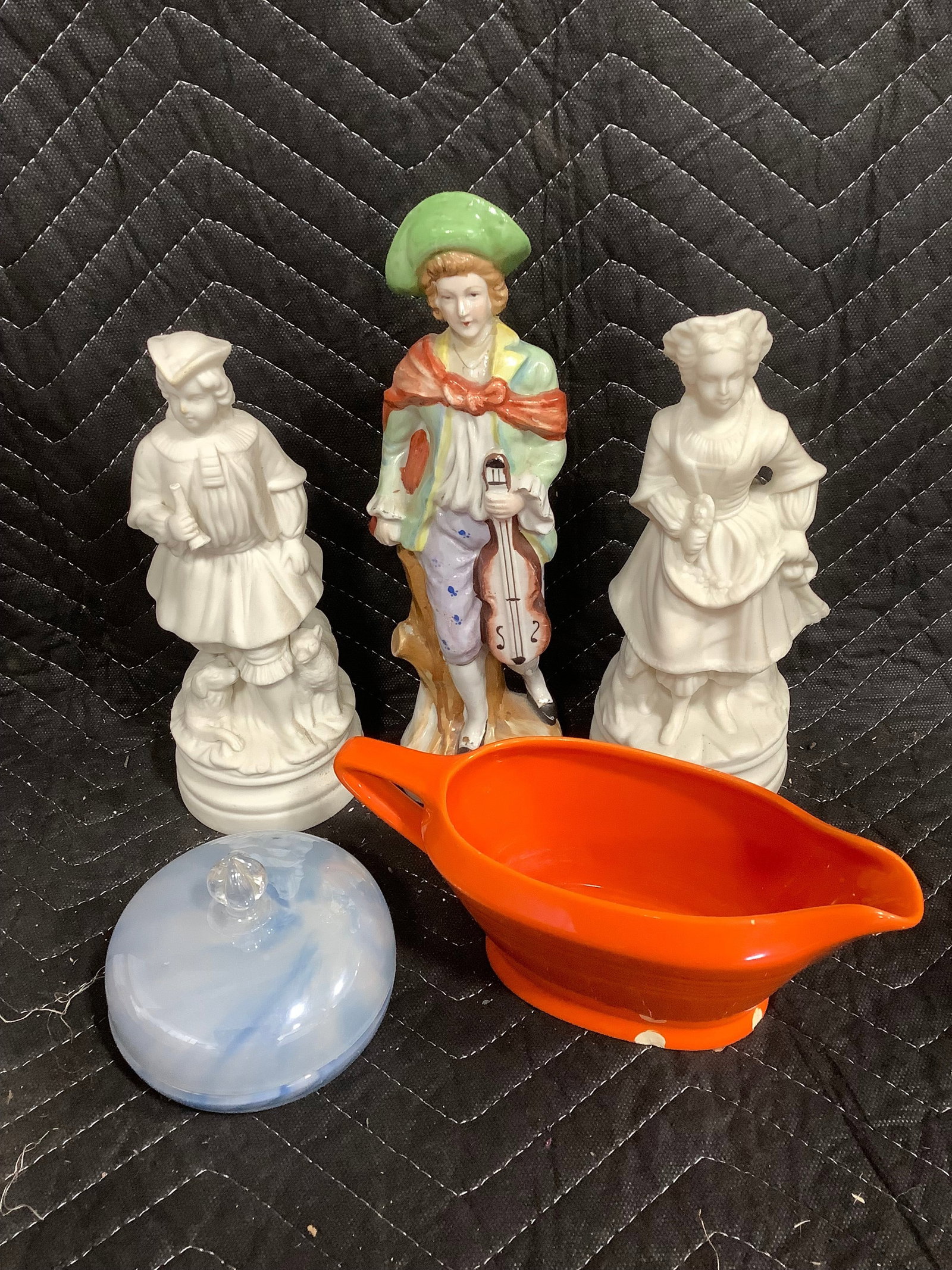 Fiesta ware creamer-chipped, italian art glass jar, and more(10.5in tallest) (1 of 1)