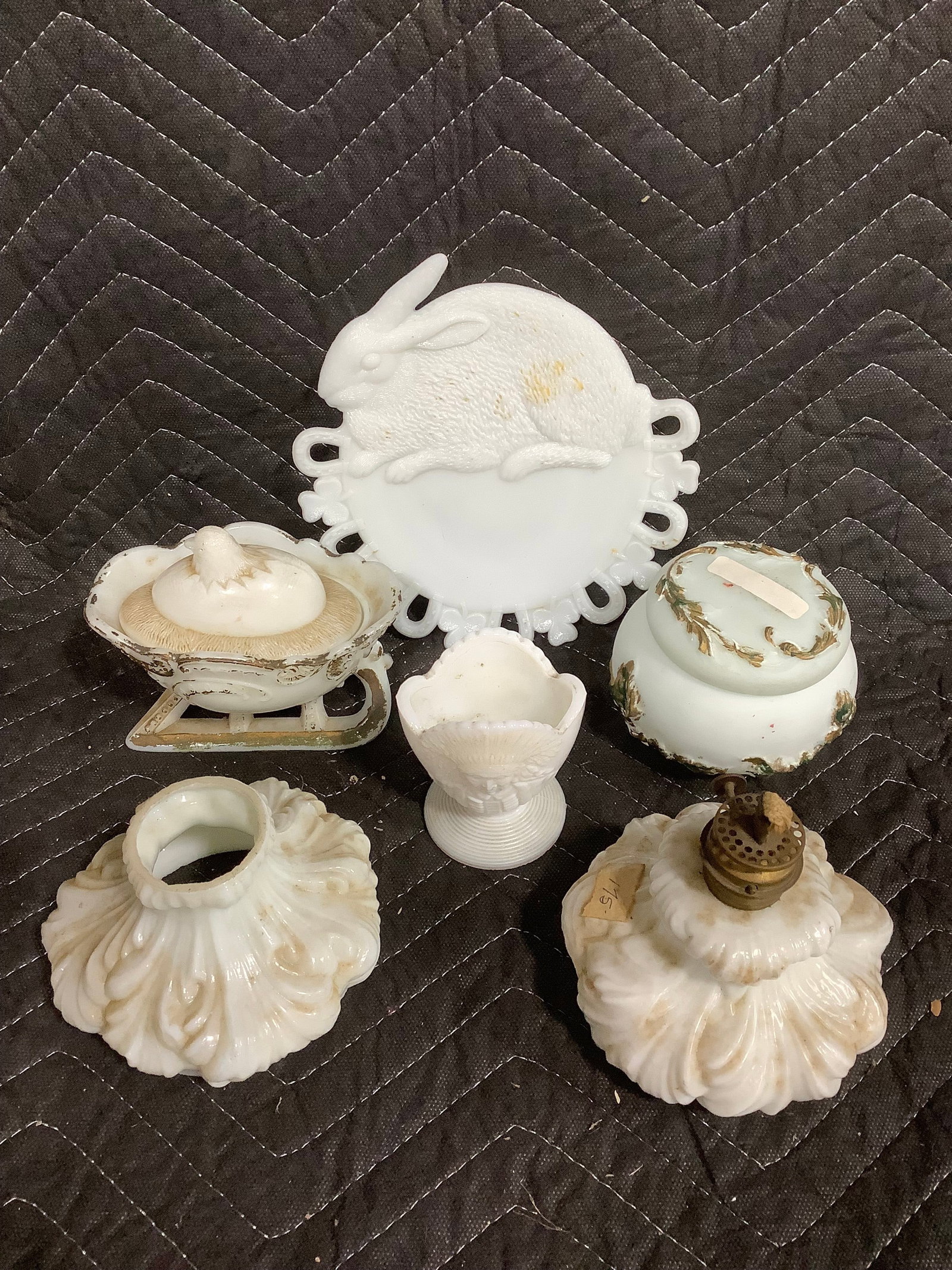 Vintage milk glass items(trinket box, toothpick holder, and more-tallest 3.5in) (1 of 1)