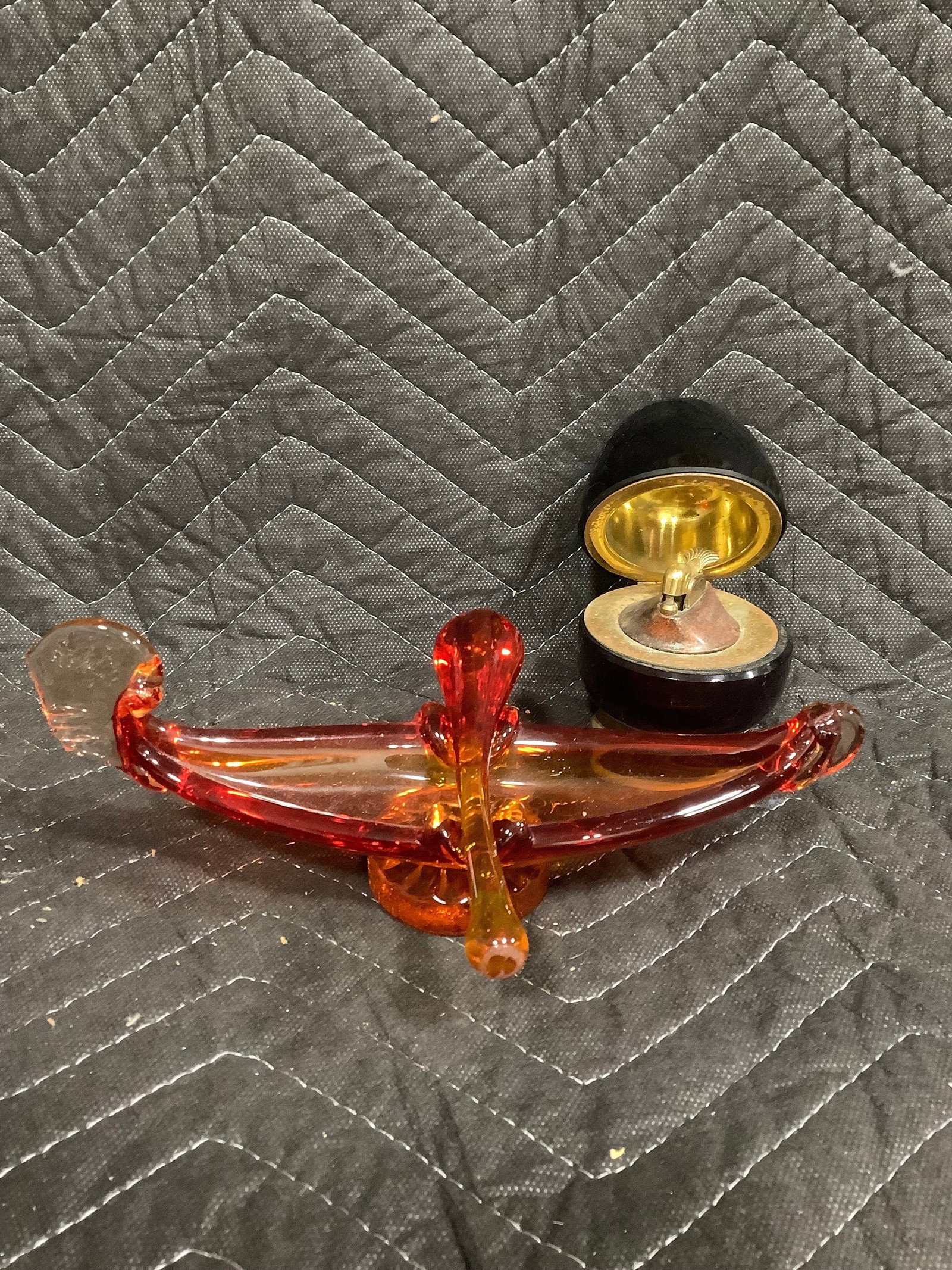 Murano art glass ashtray and vintage Monopol table lighter (1 of 1)