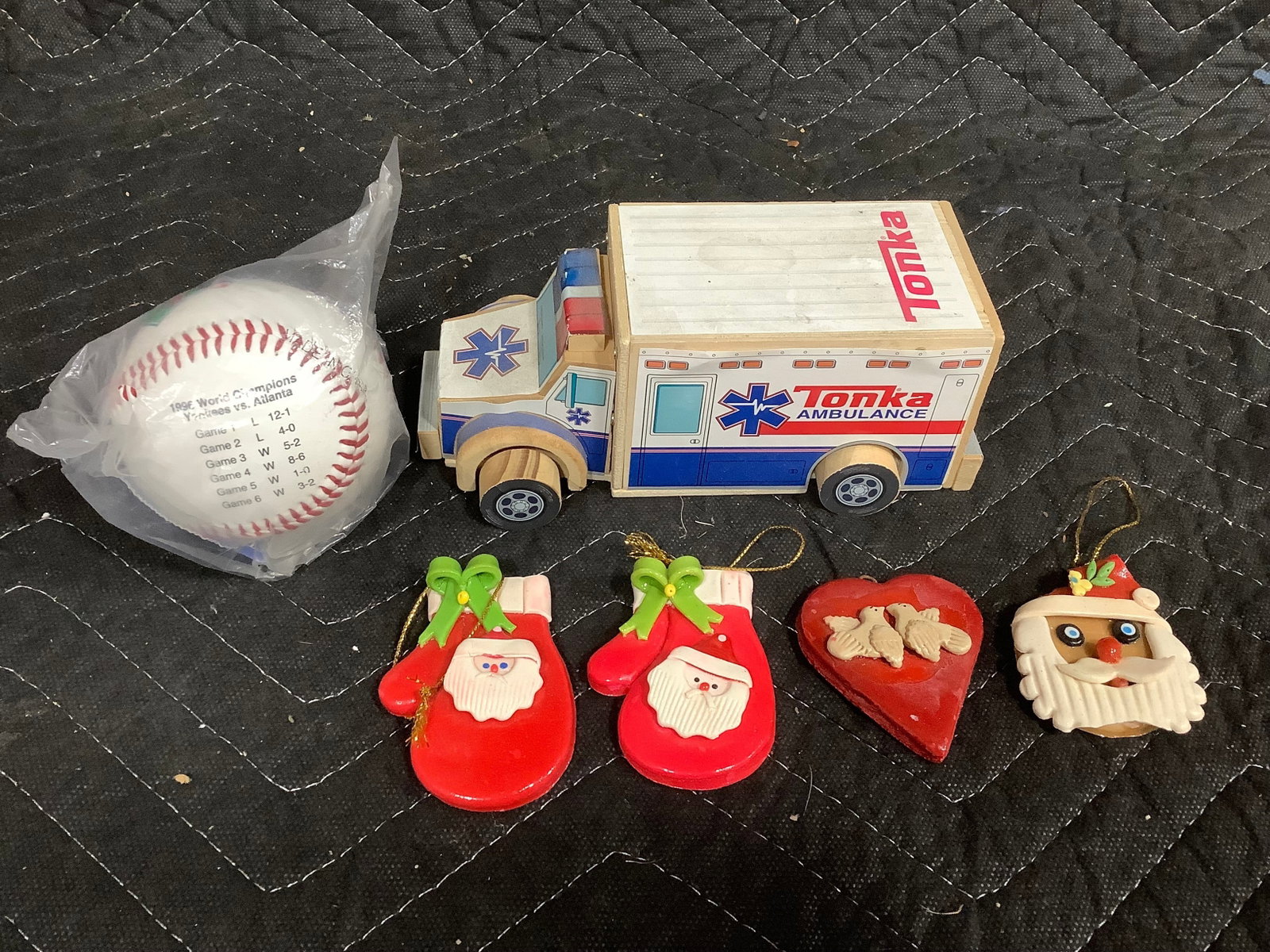 Christmas ornaments, wooden Tonka ambulance, and more (1 of 1)