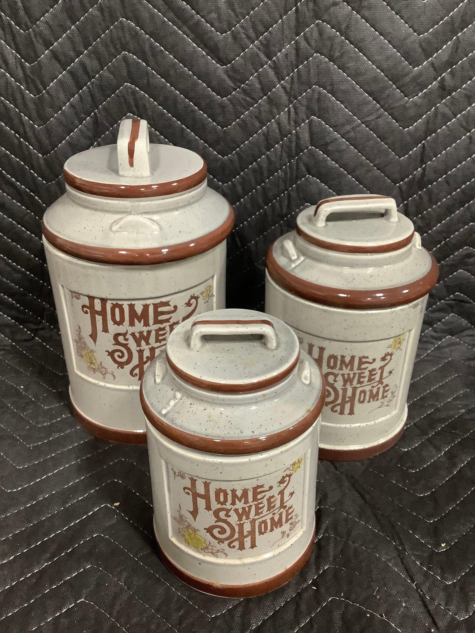 1970s stoneware jars with lids(tallest 7.5in) (1 of 1)