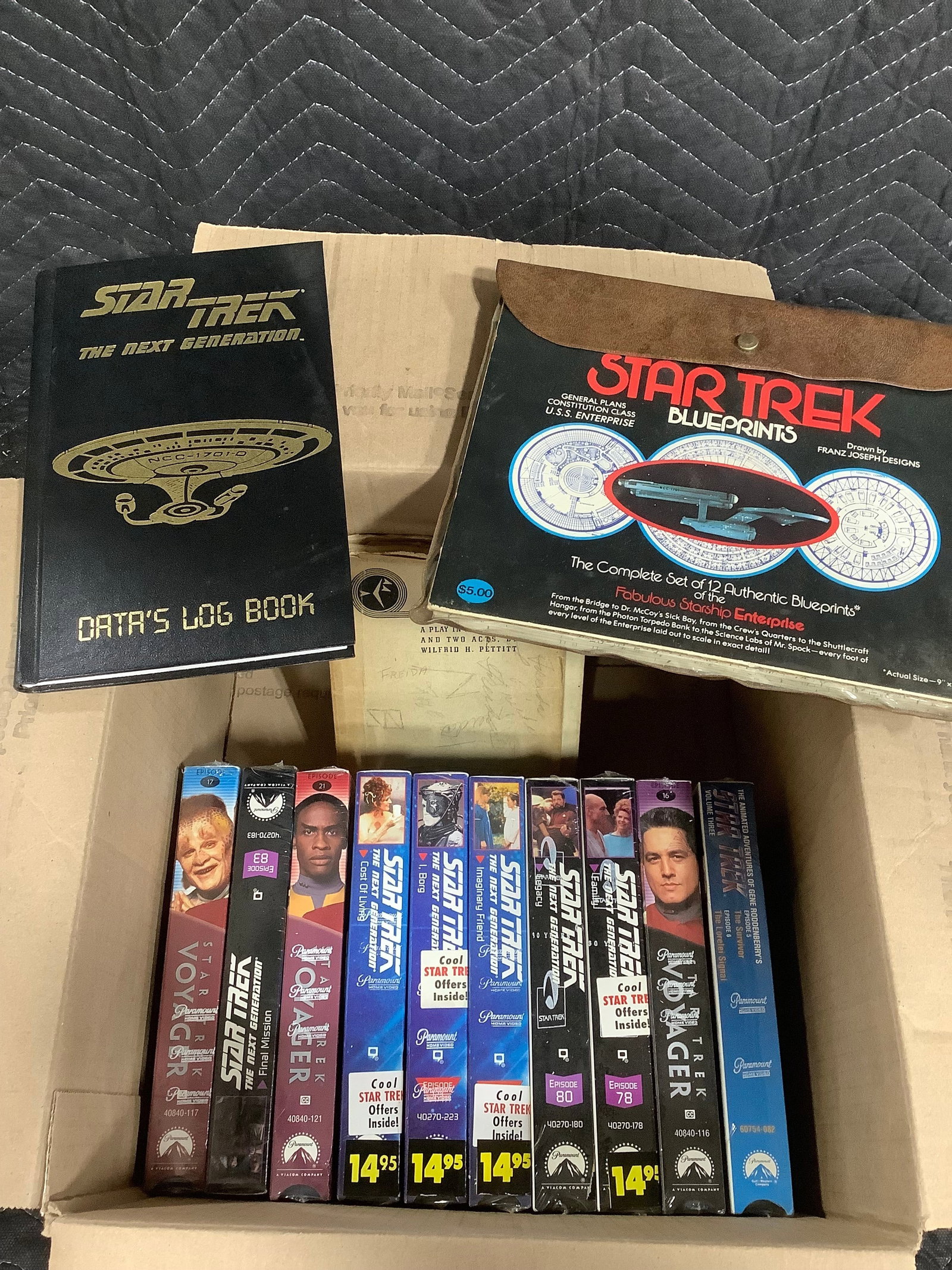 Star Trek VHS tapes, data log book, star trek blueprints, and more: Star Trek VHS tapes, data log book, star trek blueprints, and more