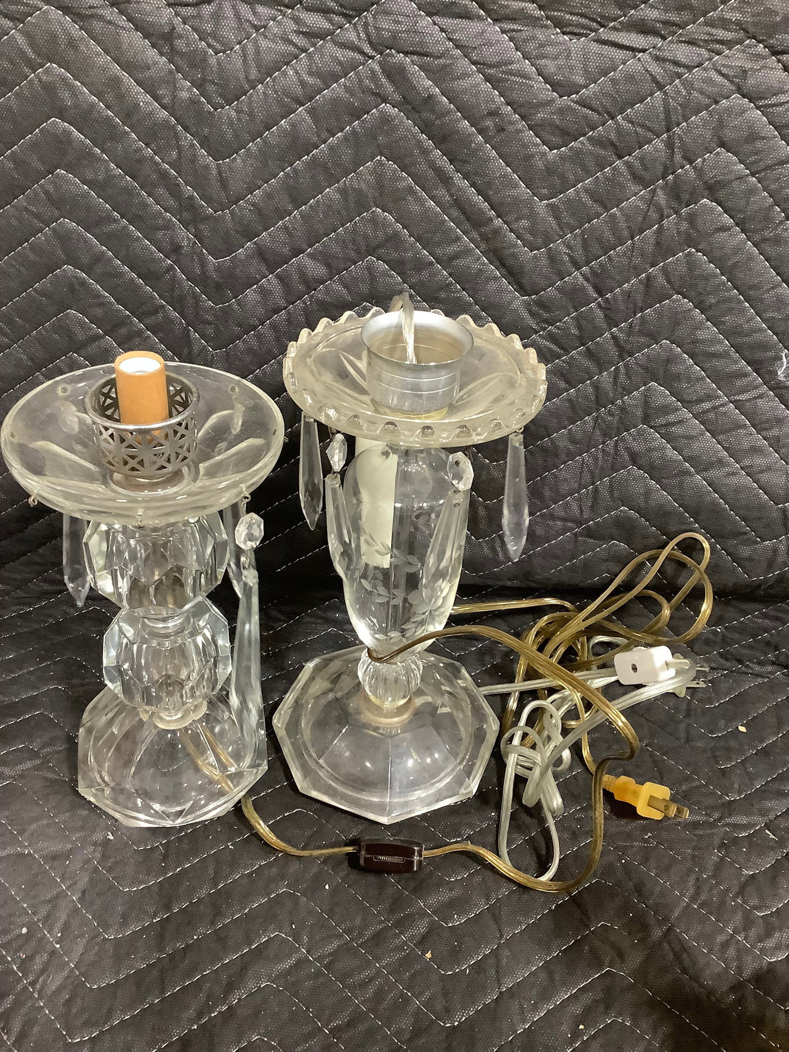 Vintage crystal lamps(11in tallest): Vintage crystal lamps(11in tallest)