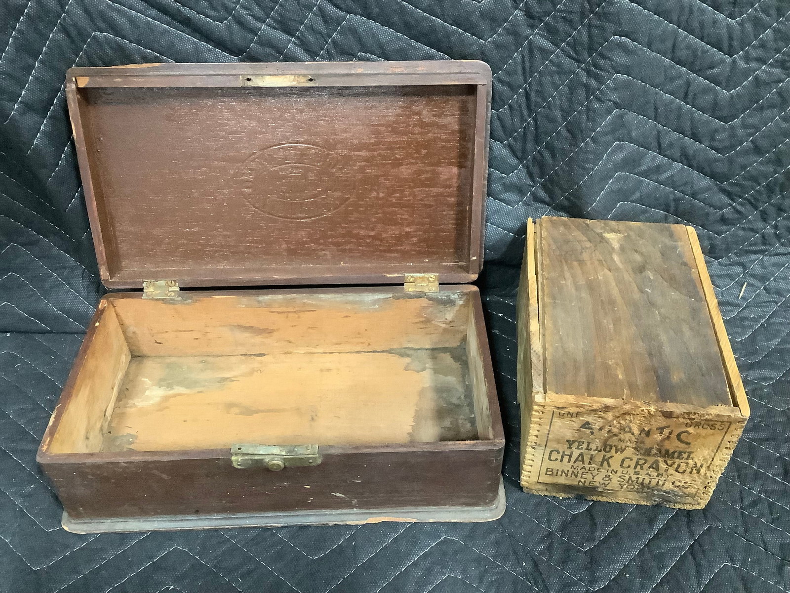 1920s crayon box and wooden organizer(6.5inx11inx3.5in) (1 of 1)