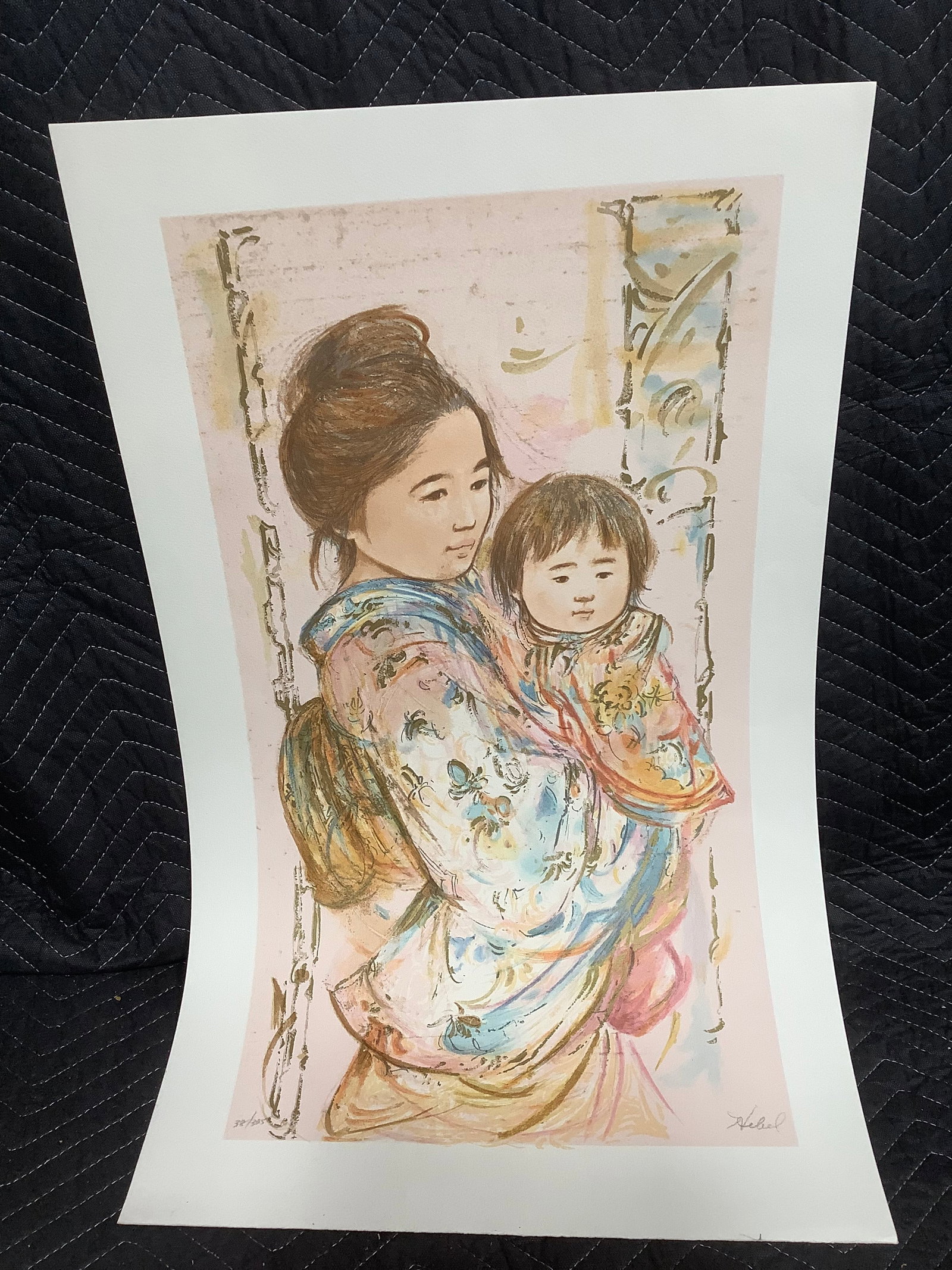 Childrens Day art print with signature by Edna Hibel(18inx30.5in) (1 of 1)