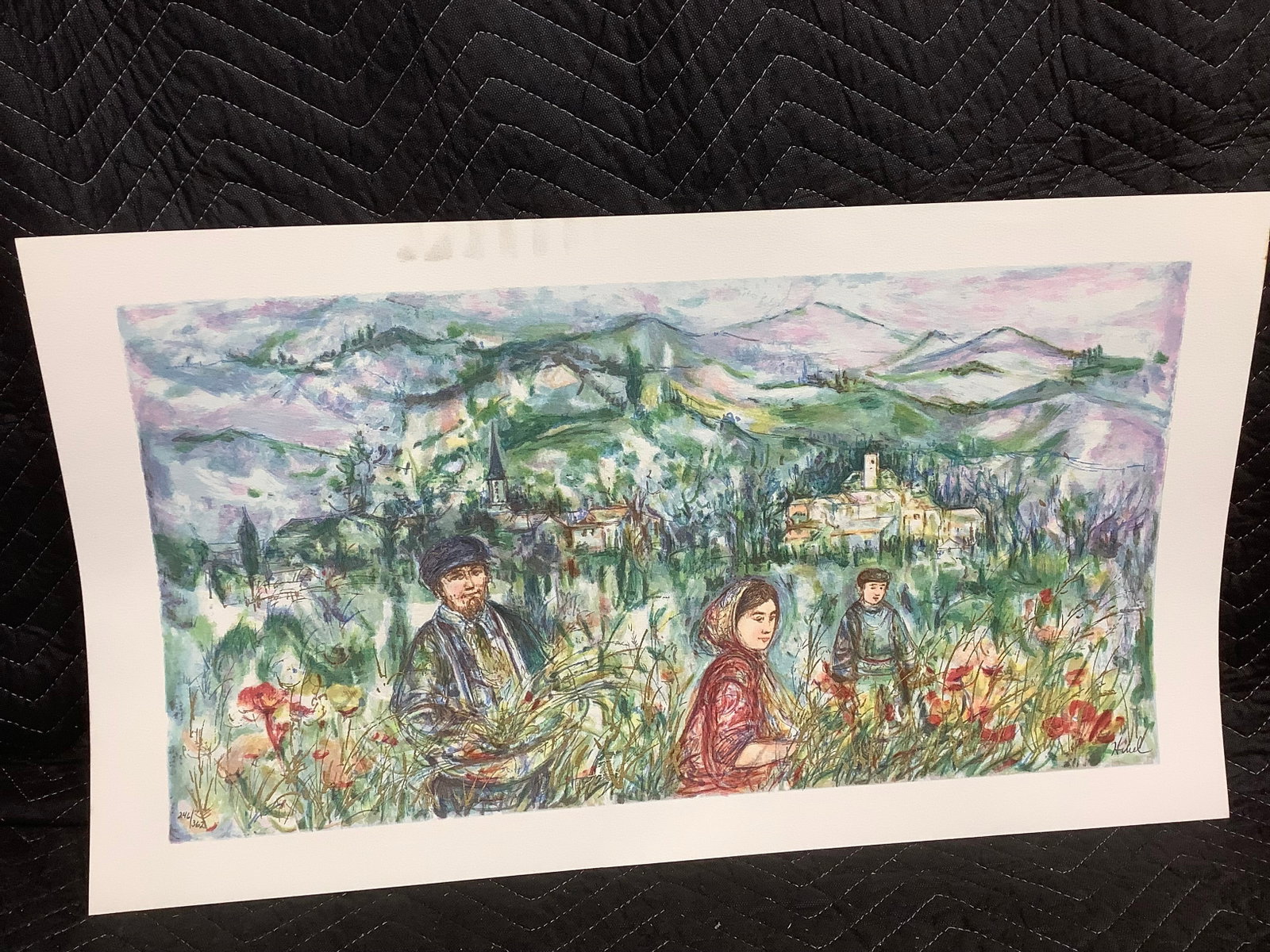 The Flower Harvest signed signed lithograph by Edna Hibel(16inx28.5in) (1 of 1)