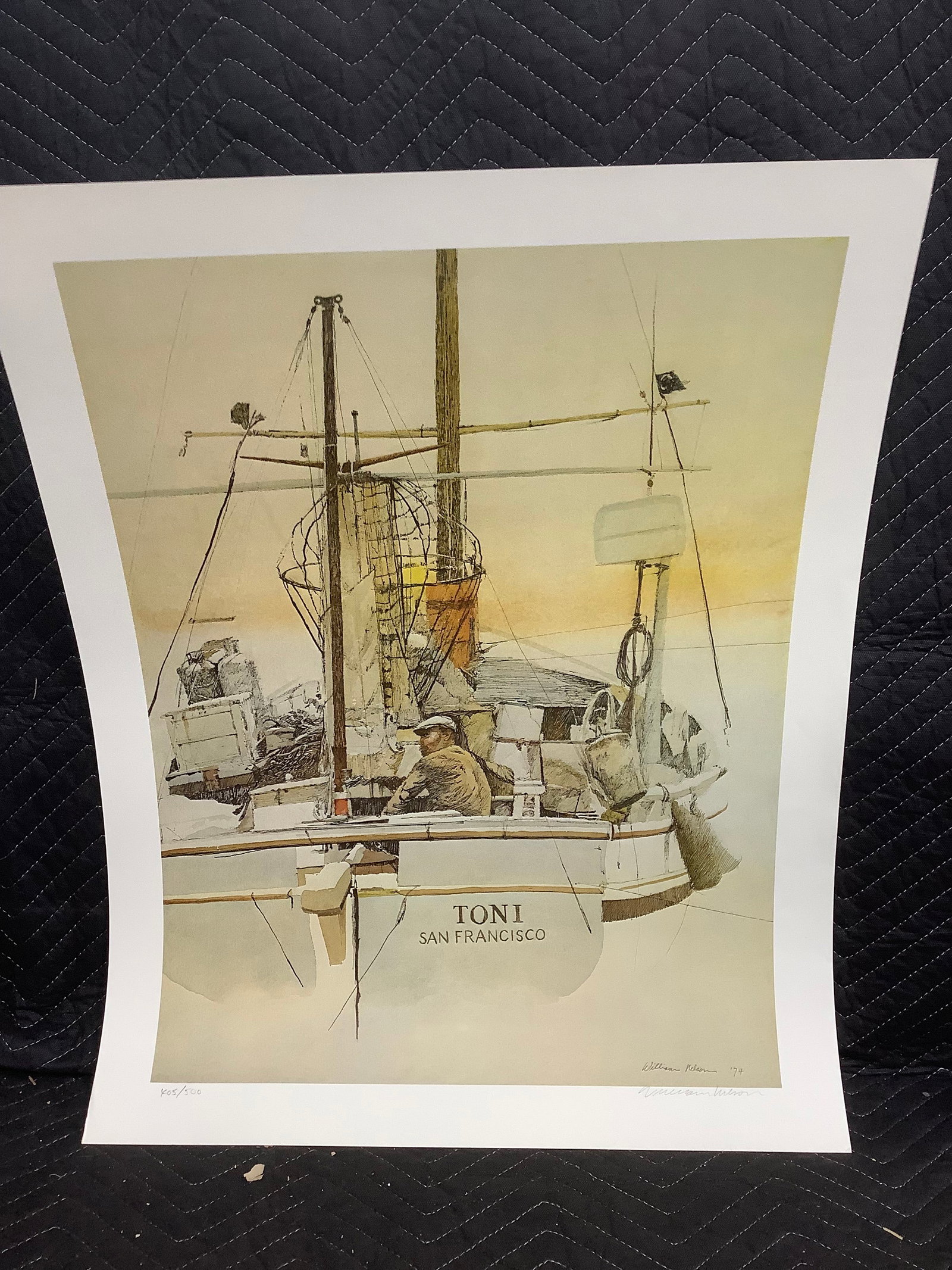 Bay Fisherman lithograph art print signed William Nelson(22.5inx28.5in) (1 of 1)