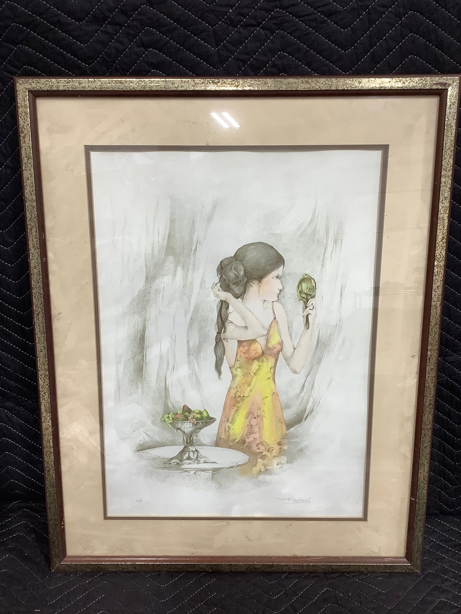 Framed Boudoir limited edition signed lithograph(23inx28,5in): Framed Boudoir limited edition signed lithograph(23inx28,5in)