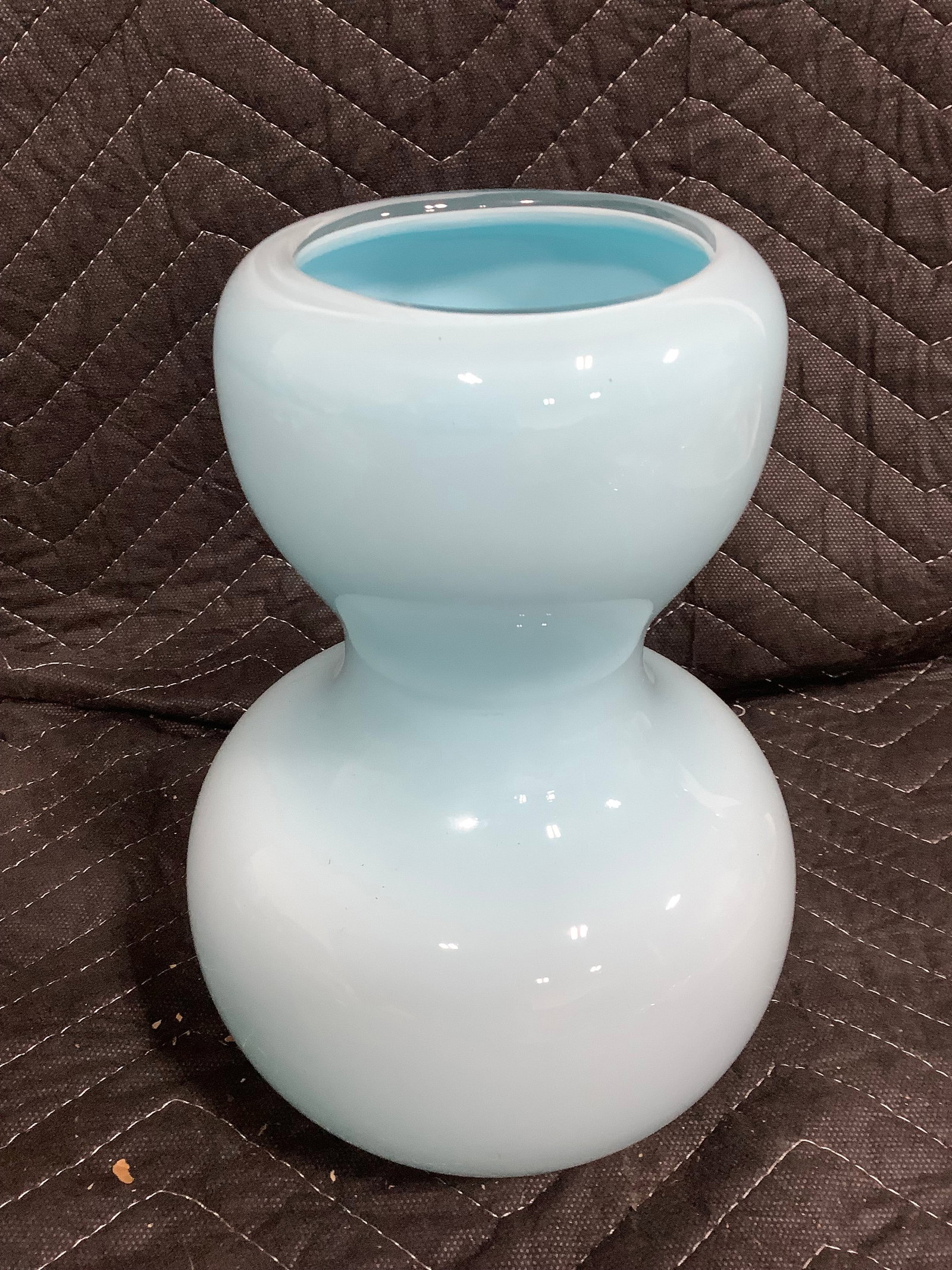 Crate and Barrel Blue Glass Vase (9in Tall): Crate and Barrel Blue Glass Vase (9in Tall)