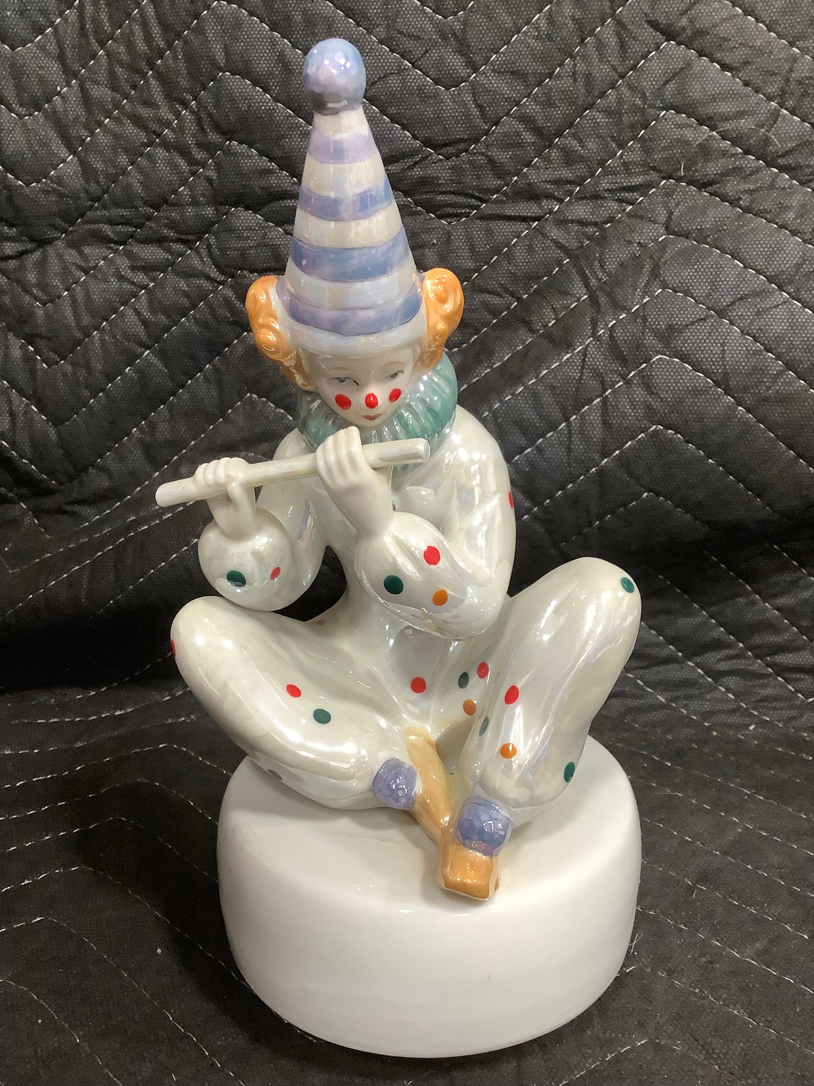 Glossy Porcelain Clown Music Box (8.5in Tall) (1 of 1)
