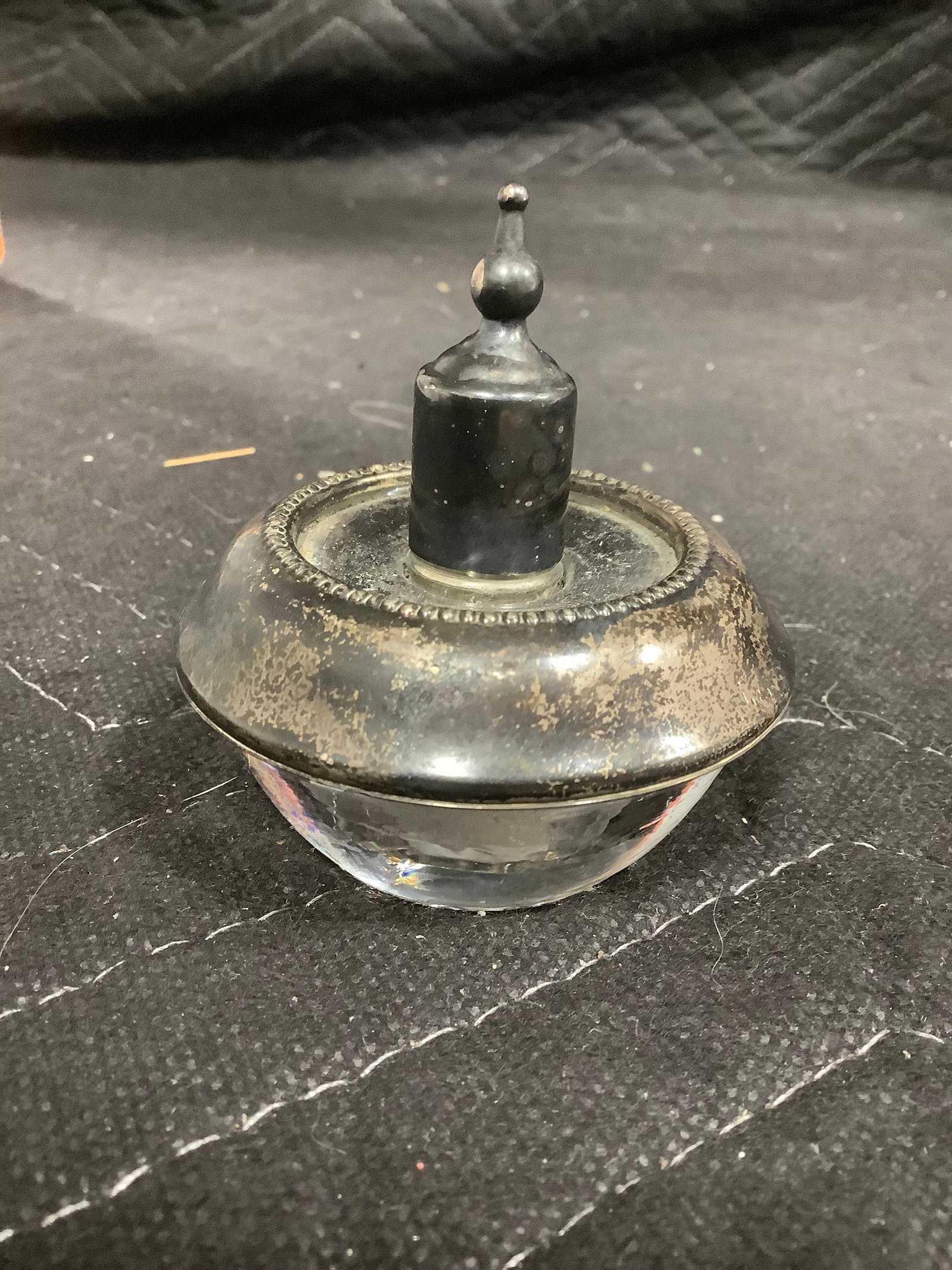 Frank M Whiting Sterling and Glass Table Lighter *marked* (1 of 1)