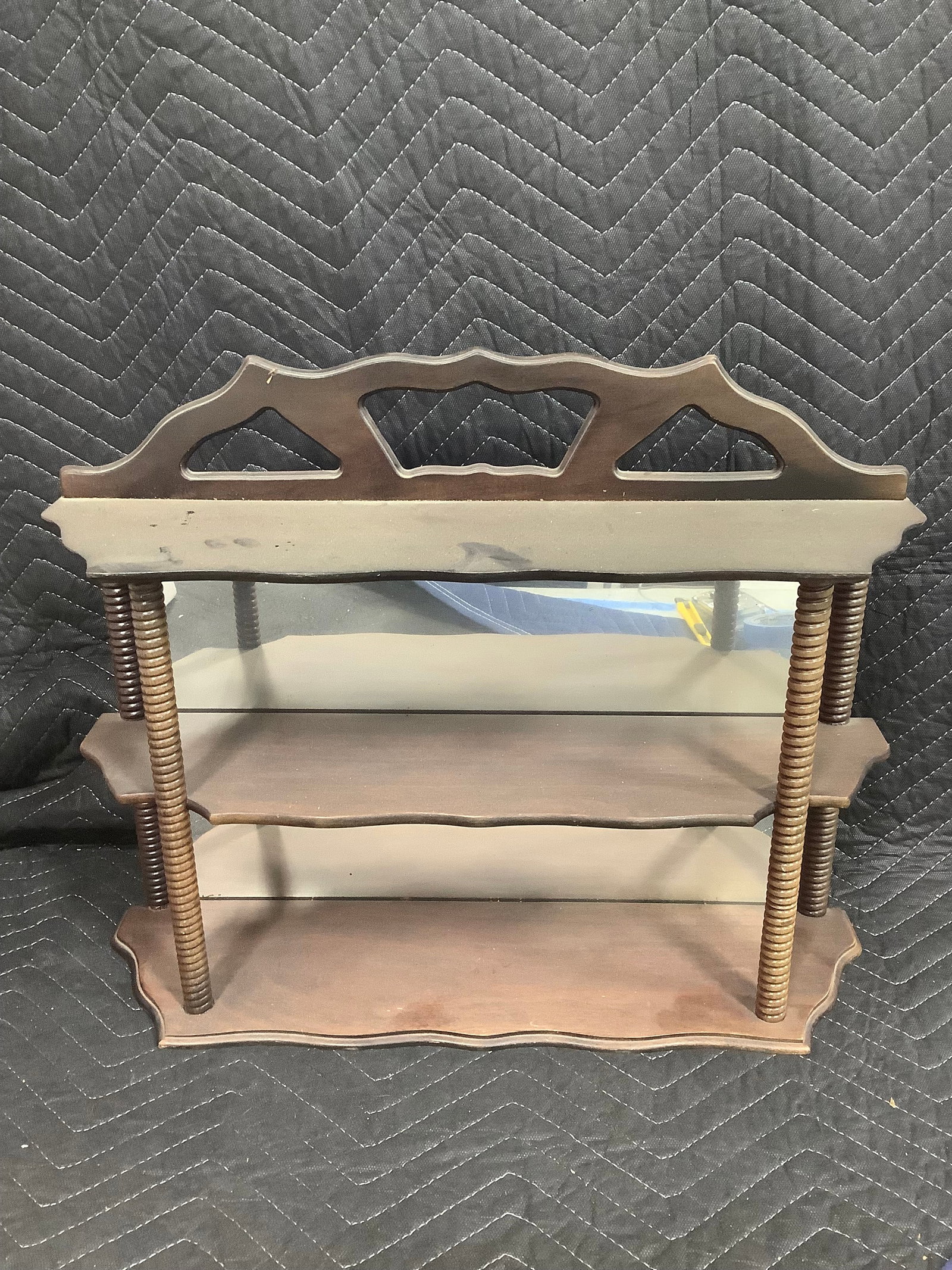 Vintage wood and mirror wall shelf(21inx6inx16.5in) (1 of 1)