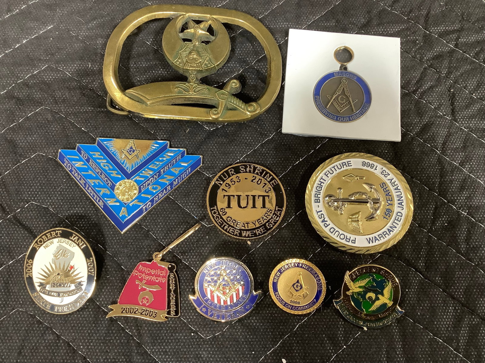 Vintage pins and belt buckle: Vintage pins and belt buckle