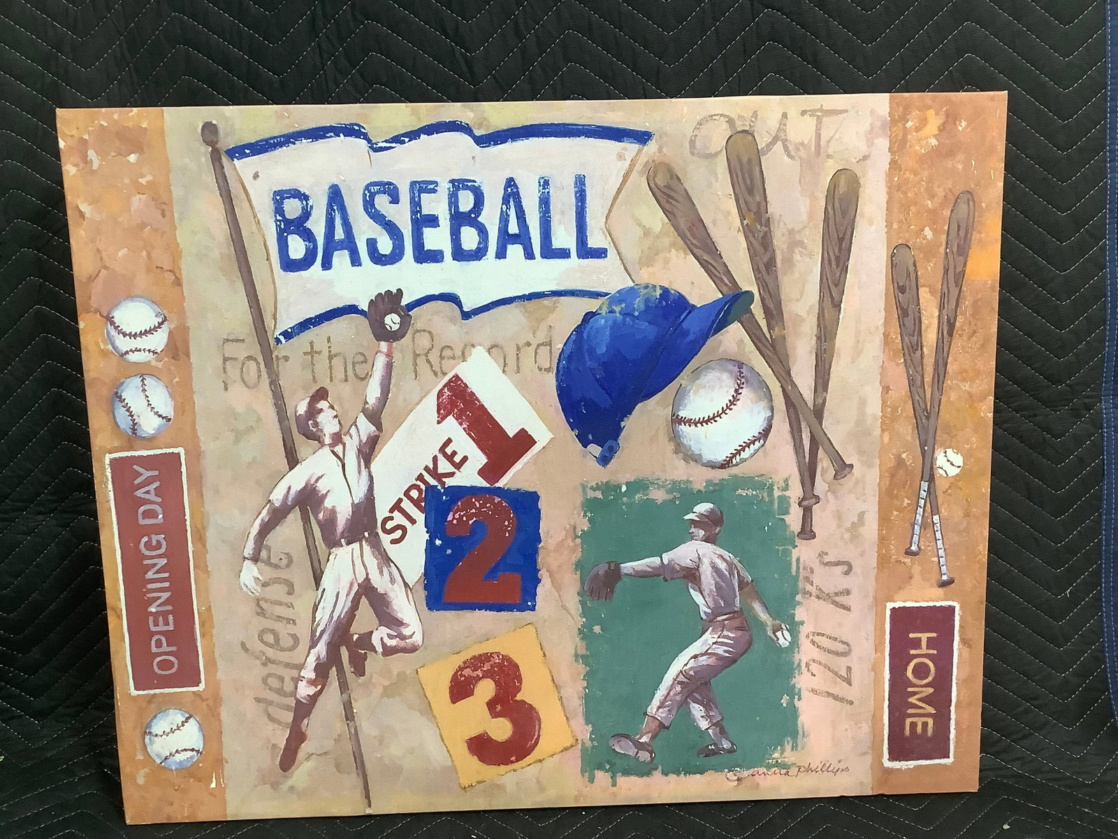 Baseball theme signed wall decor(24inx30in): Baseball theme signed wall decor(24inx30in)