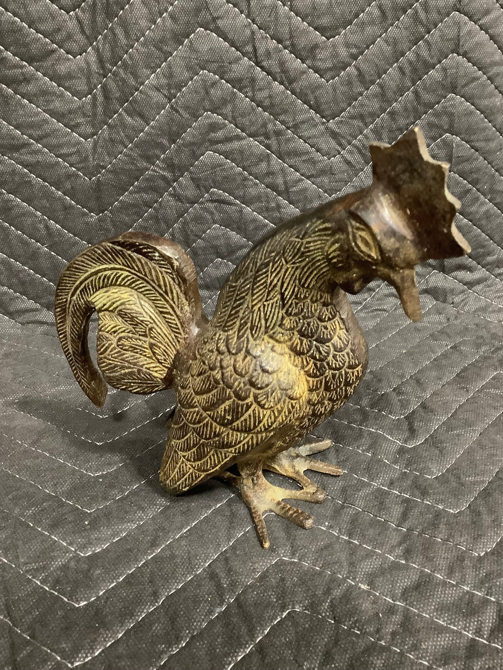 Vintage Bronze & Brass Rooster Art Sculpture (7in Tall): Vintage Bronze & Brass Rooster Art Sculpture (7in Tall)