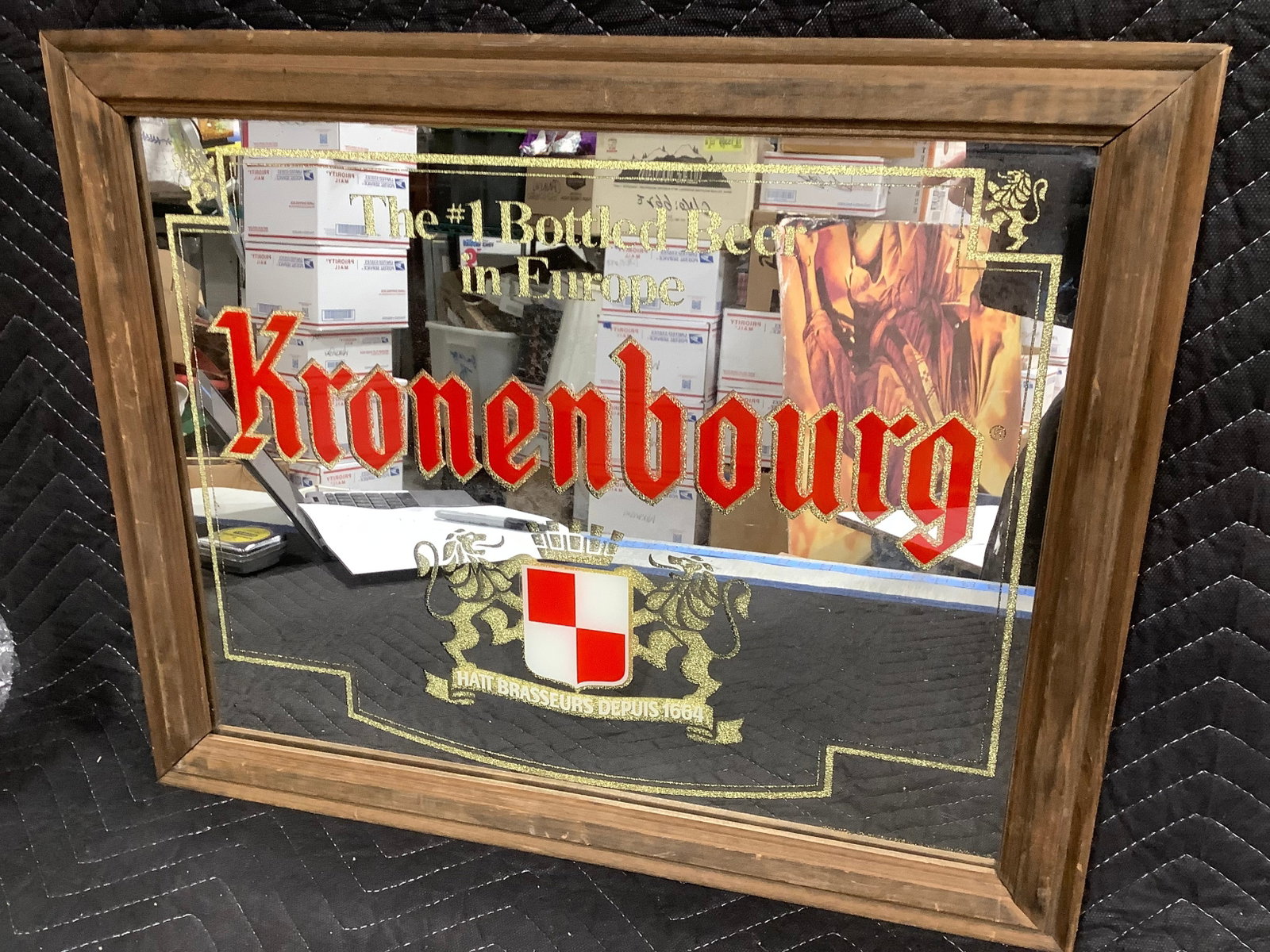 Kronenbourg beer mirror pub sign(16.75inx20.75in): Kronenbourg beer mirror pub sign(16.75inx20.75in)