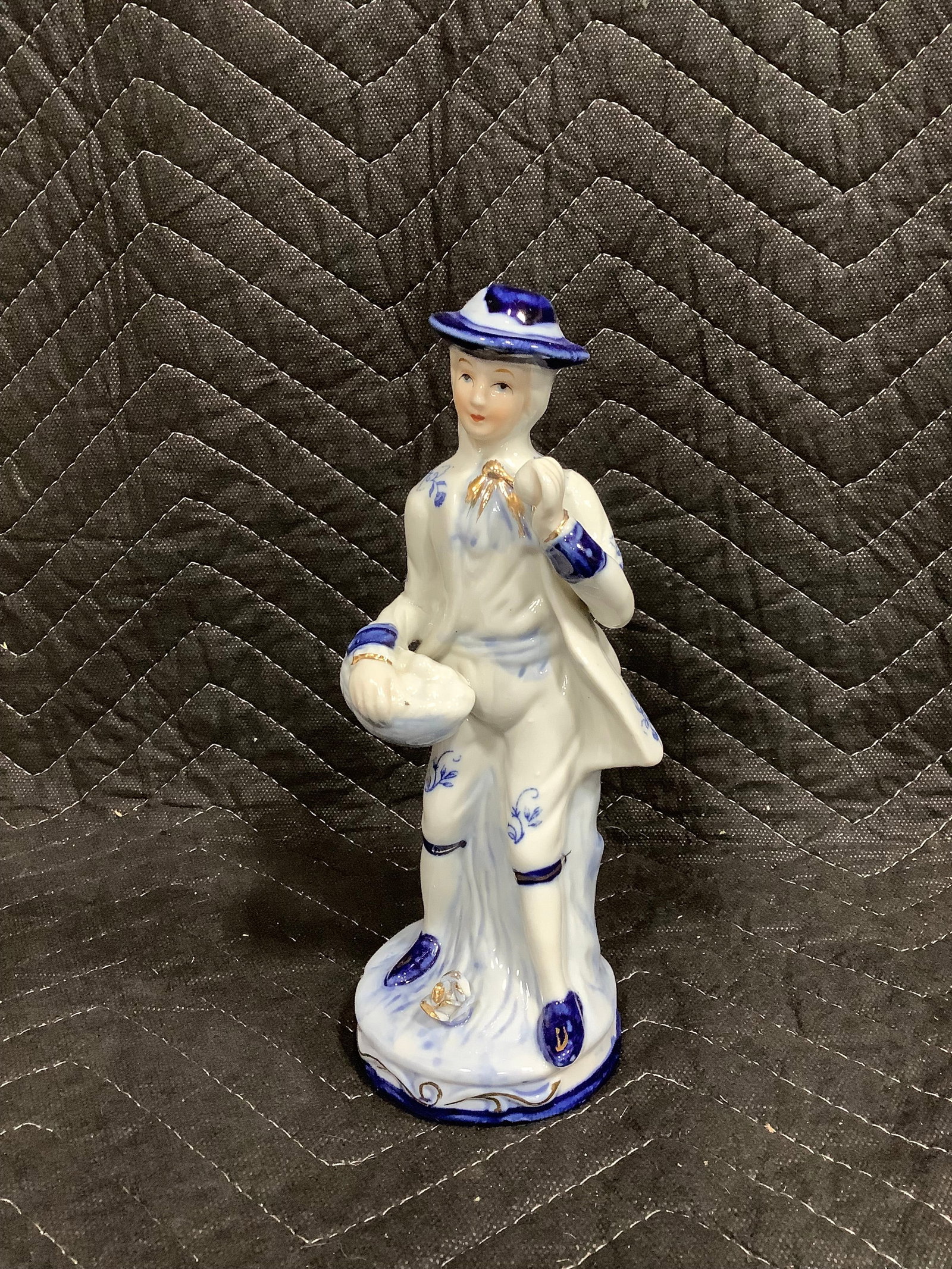 Blue/White Victorian Man Figurine (8in Tall): Blue/White Victorian Man Figurine (8in Tall)