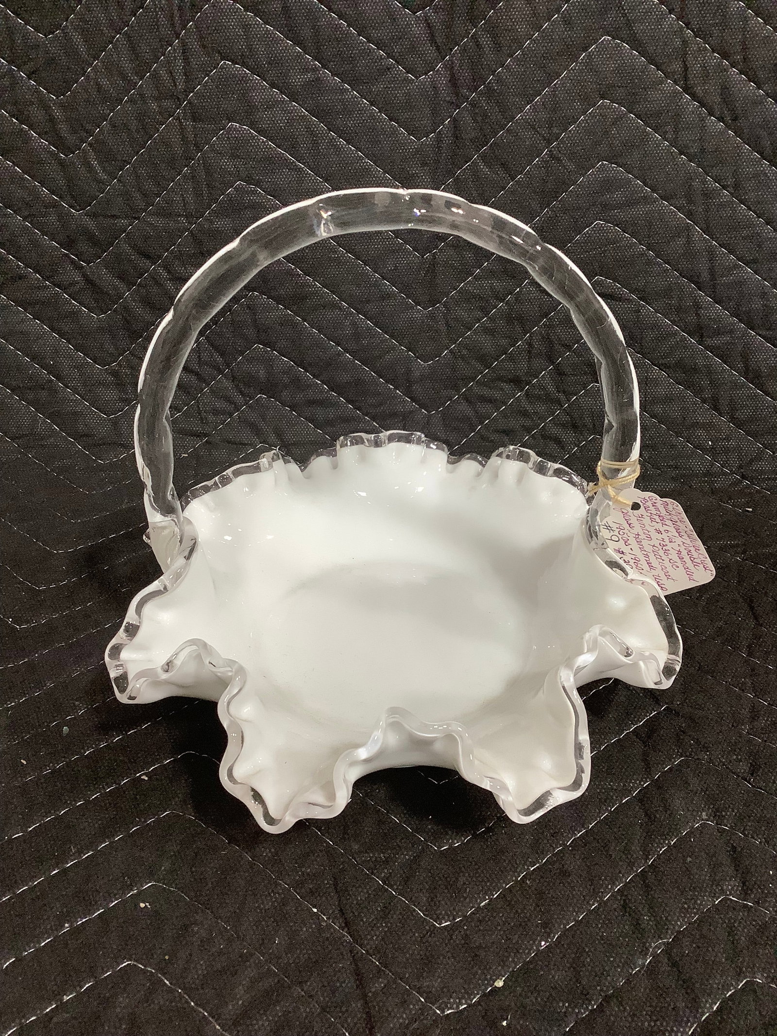 Fenton milk glass handled basket (1 of 1)