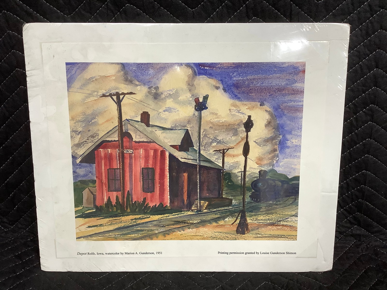 1951 Depot Rolfe art print by Marion A. Gunderson(12inx15in): 1951 Depot Rolfe art print by Marion A. Gunderson(12inx15in)