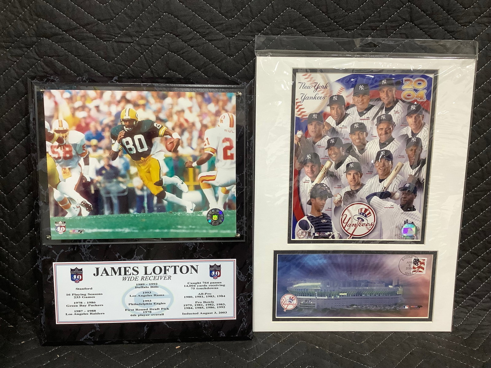 James Lofton NFL Wall Plaque, and NY Yankees Photographic Print (12inx15in): James Lofton NFL Wall Plaque, and NY Yankees Photographic Print (12inx15in)