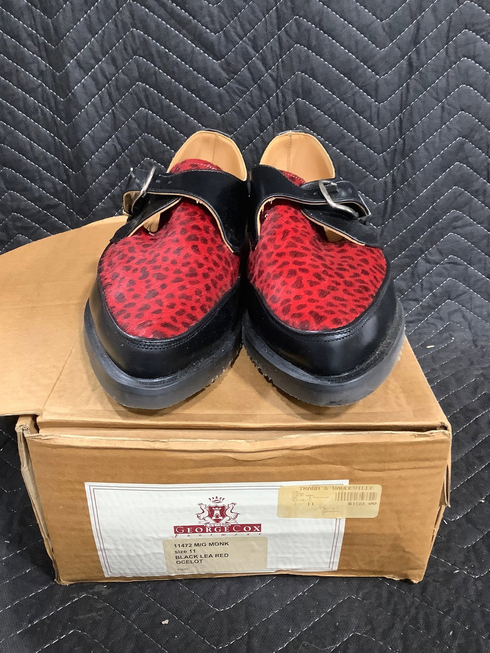 George Cox Black Leather Red Oceleot Dress Shoes (Size: 11): George Cox Black Leather Red Oceleot Dress Shoes (Size: 11)