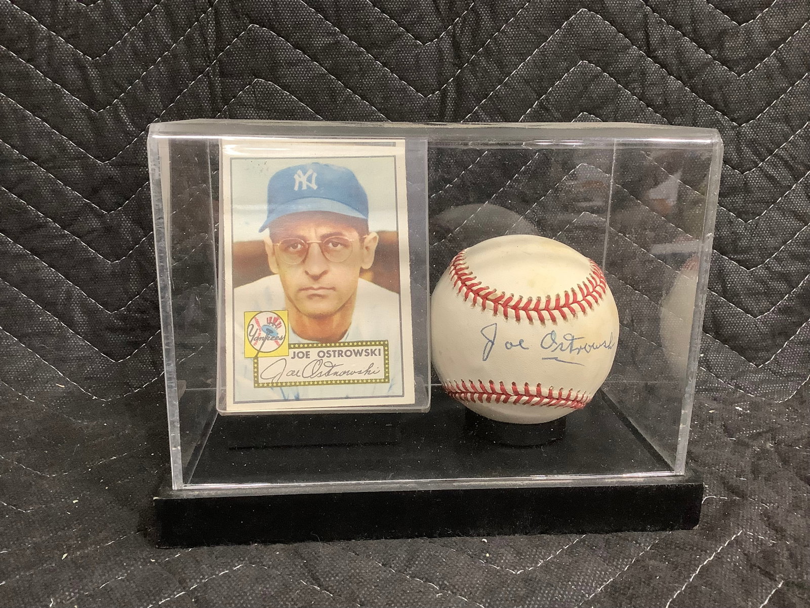 Ball and Baseball Card Signed Joe Ostrowski (1 of 1)