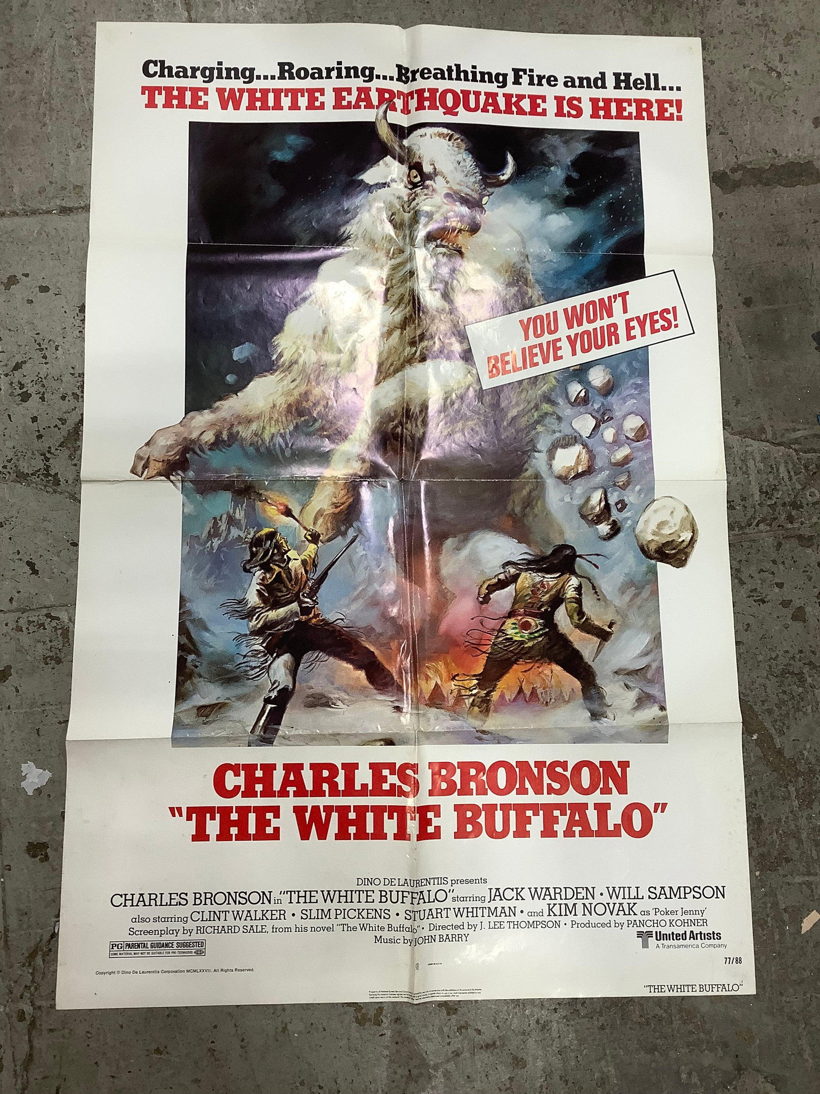 Charles Bronson The White Buffalo Movie Poster (26inx41in) *slightly ripped*: Charles Bronson The White Buffalo Movie Poster (26inx41in) *slightly ripped*