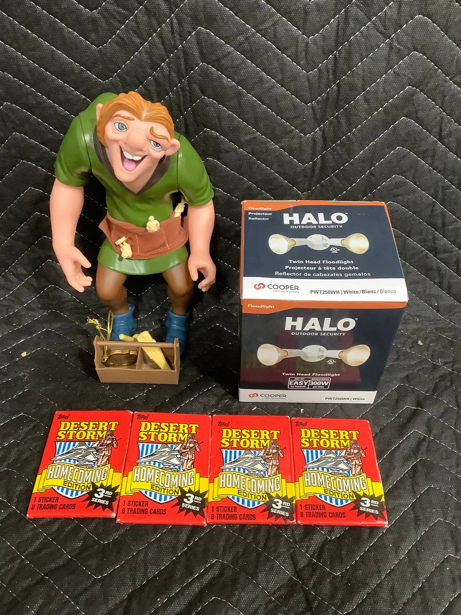 Halo Floodlight, Desert Storm Trading Cards, and Hunchback Collectible: Halo Floodlight, Desert Storm Trading Cards, and Hunchback Collectible