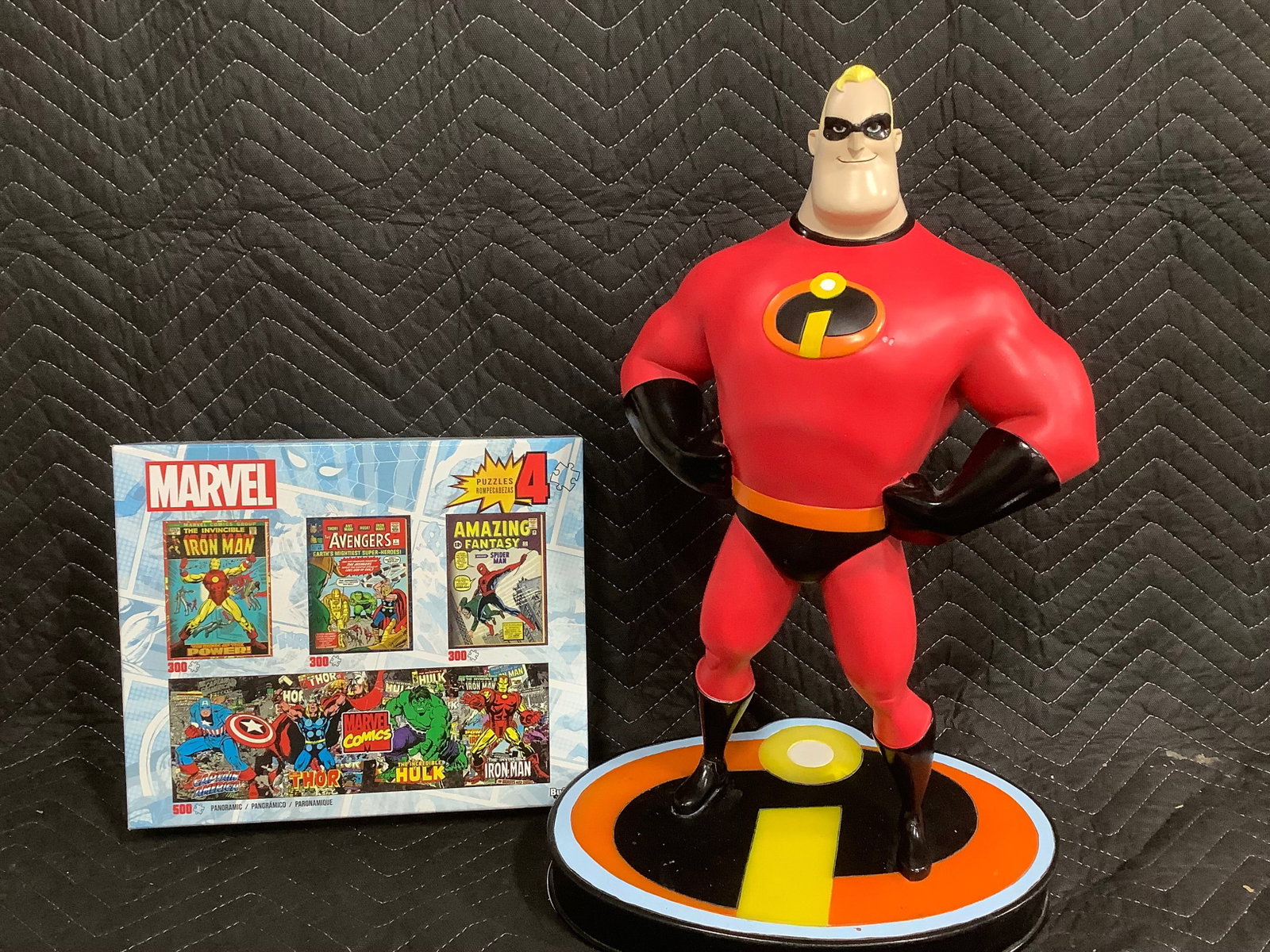 Incredibles figure and Marvel puzzles: Incredibles figure and Marvel puzzles