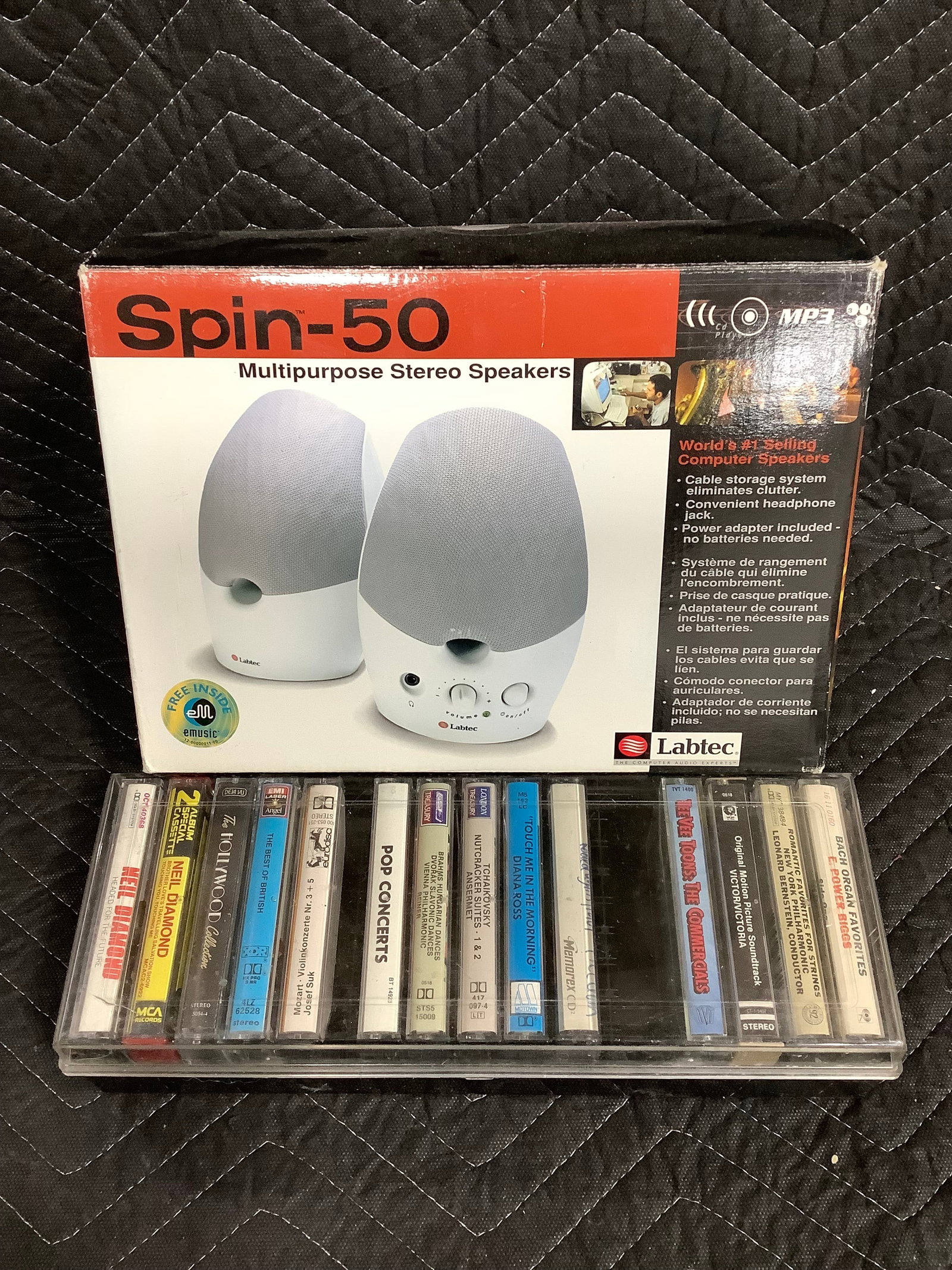 Spin 50 multipurpose stereo speakers and cassettes (1 of 1)