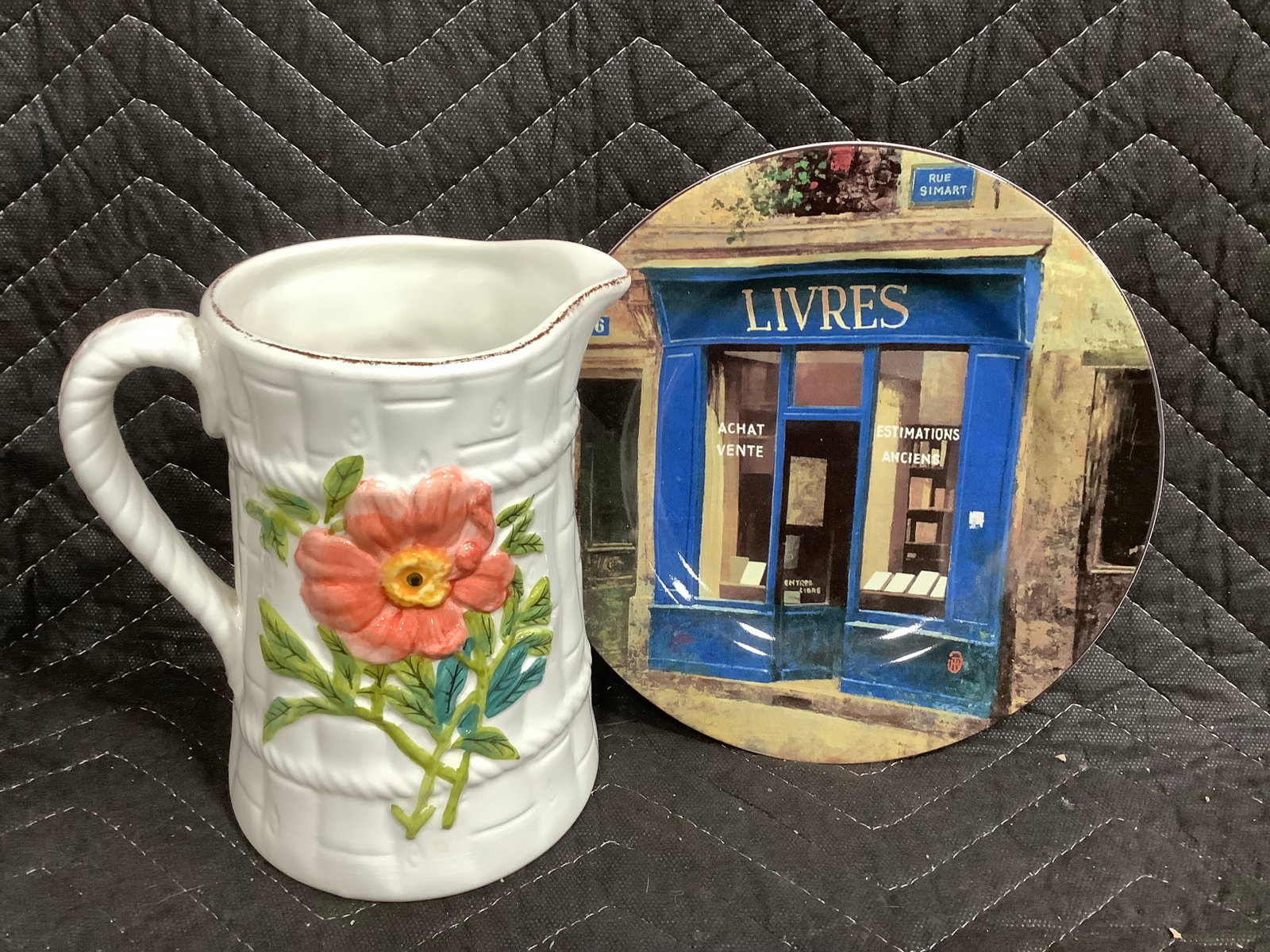 J Godinger & Co Pitcher (7in Tall), and Sakura Ceramic Plate (1 of 1)