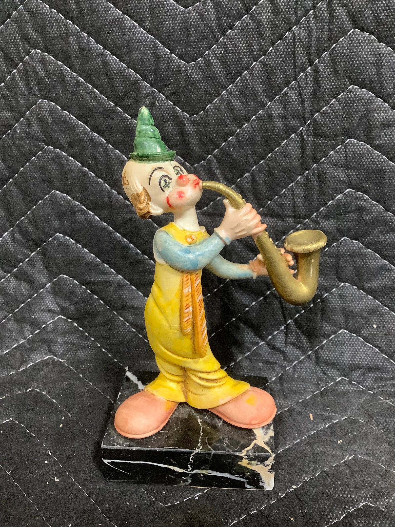Vintage clown playing saxophone(marble base, made in Italy(6in tall) (1 of 1)
