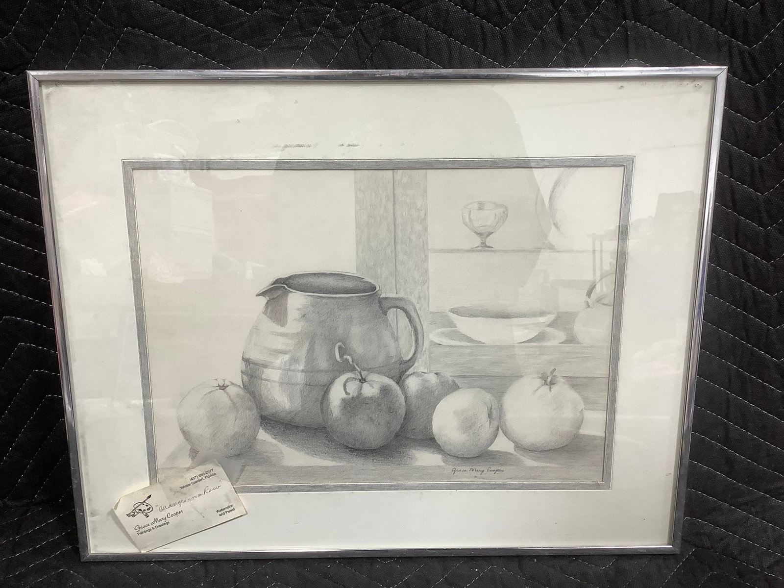 Framed fruit sketch signed Grace Mary Cooper(14inx18in) (1 of 1)
