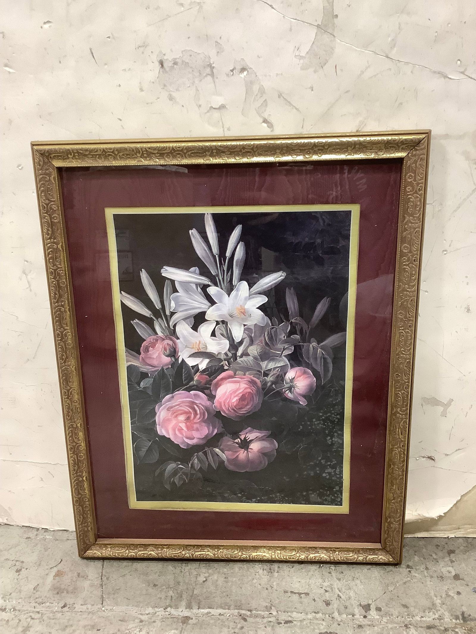 Framed floral artwork(15.5inx20in): Framed floral artwork(15.5inx20in)