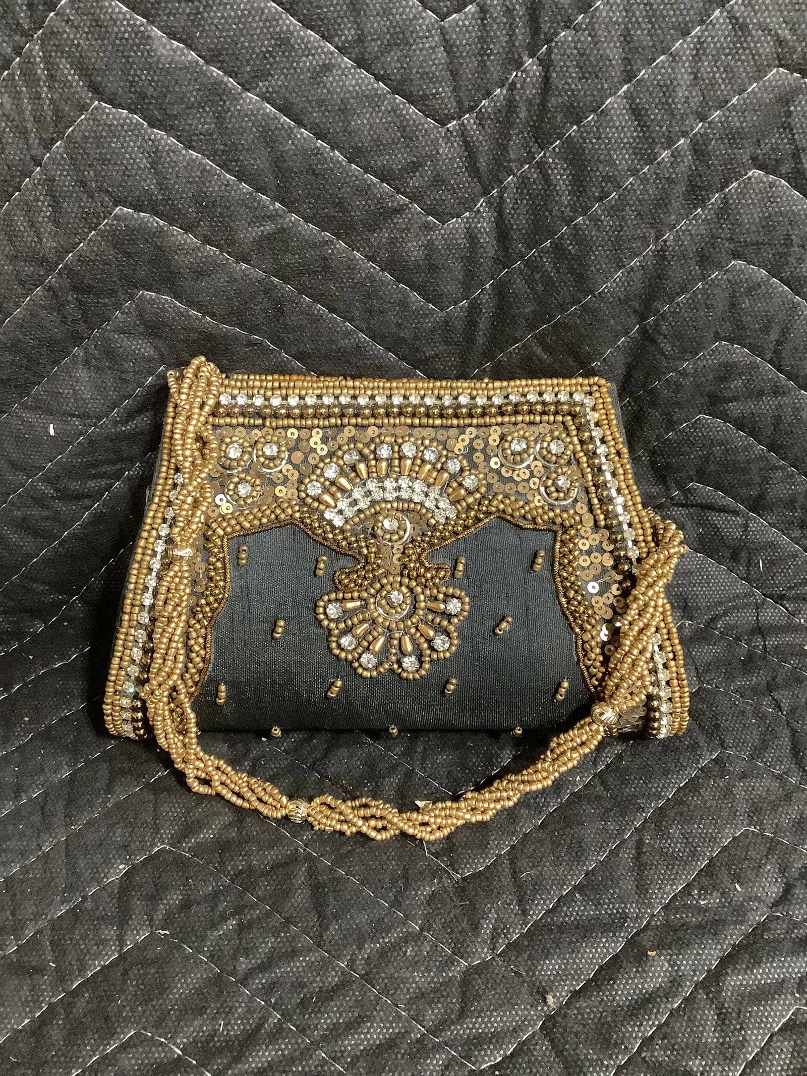 Vintage gold tone beaded clutch (1 of 1)