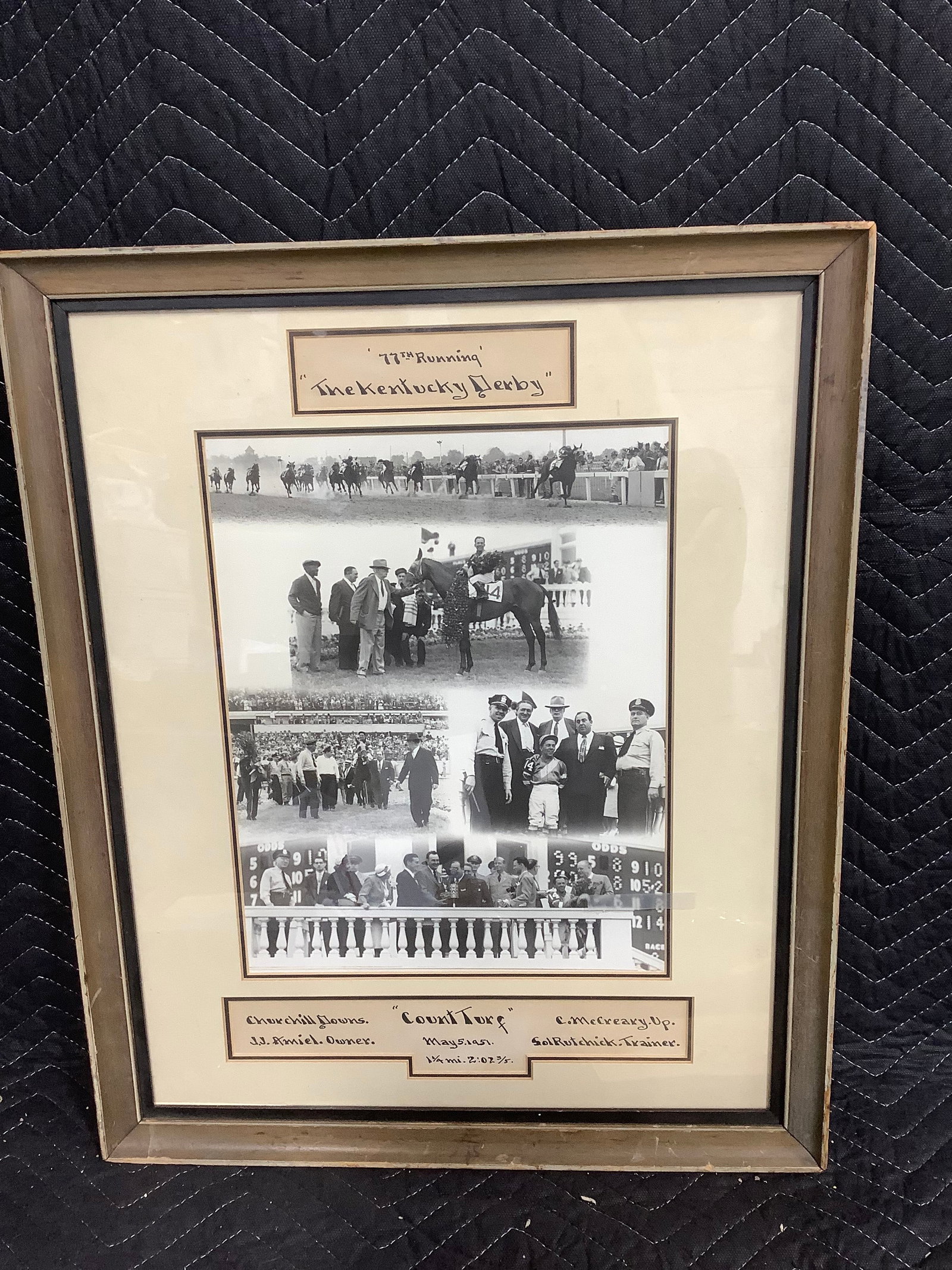 1951 Count Turf won the Kentucky Derby framed photographic collage print(18inx22in): 1951 Count Turf won the Kentucky Derby framed photographic collage print(18inx22in)