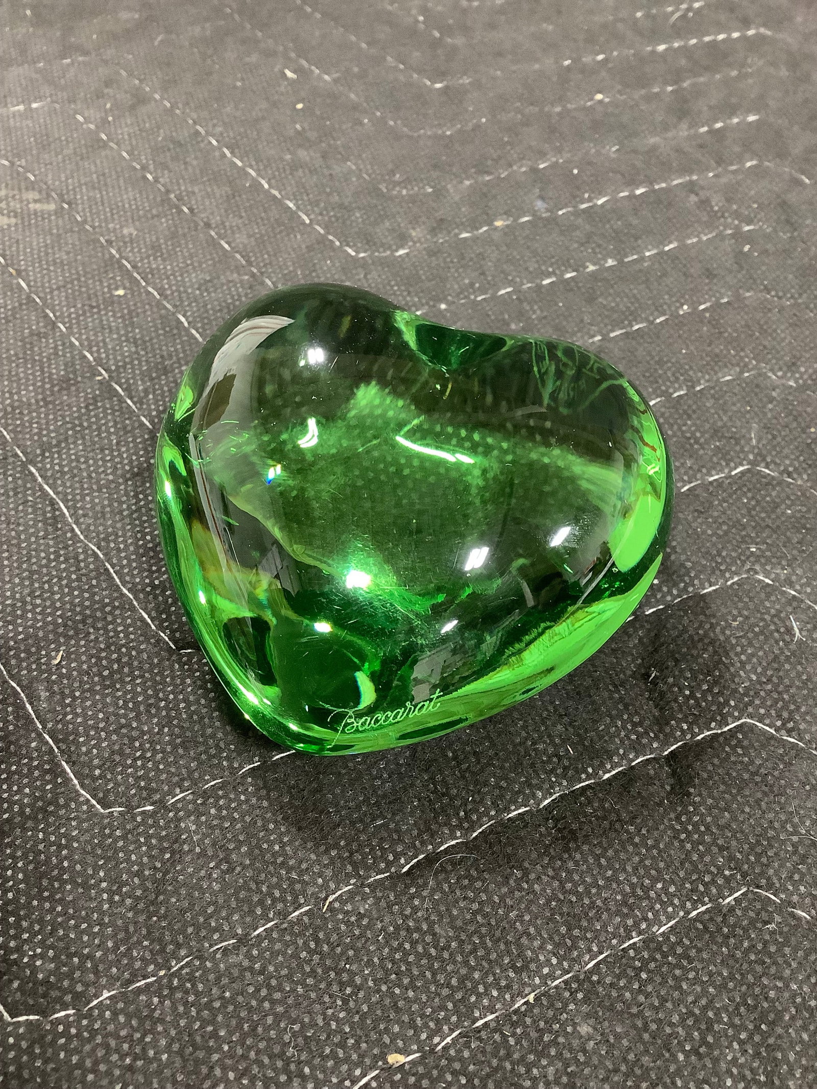Baccarat signed heart shaped glass paperweight: Baccarat signed heart shaped glass paperweight