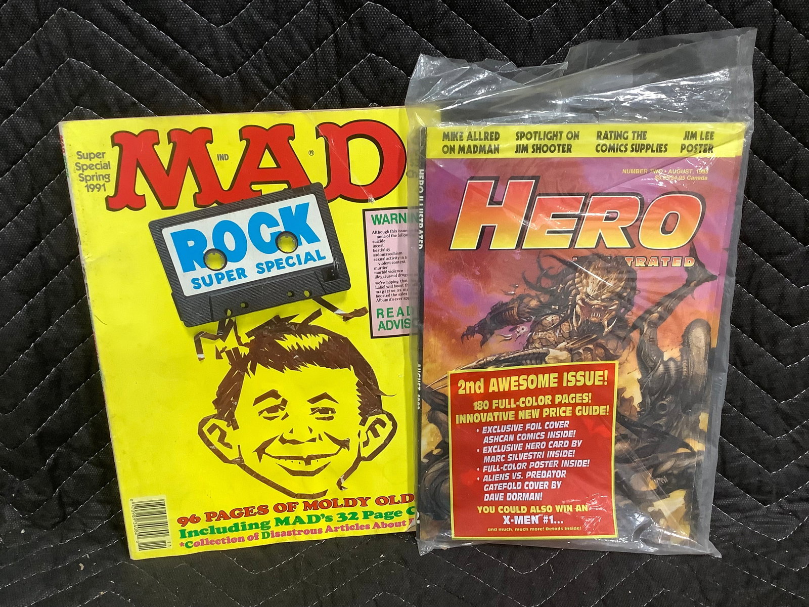Vintage MAD magazine and Hero comic: Vintage MAD magazine and Hero comic