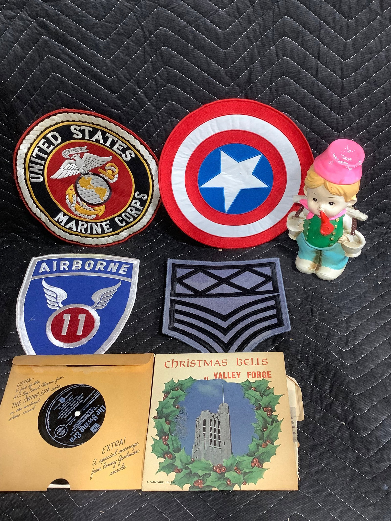Various 45s, Lego Bank Statue, and more (9in Tall): Various 45s, Lego Bank Statue, and more (9in Tall)