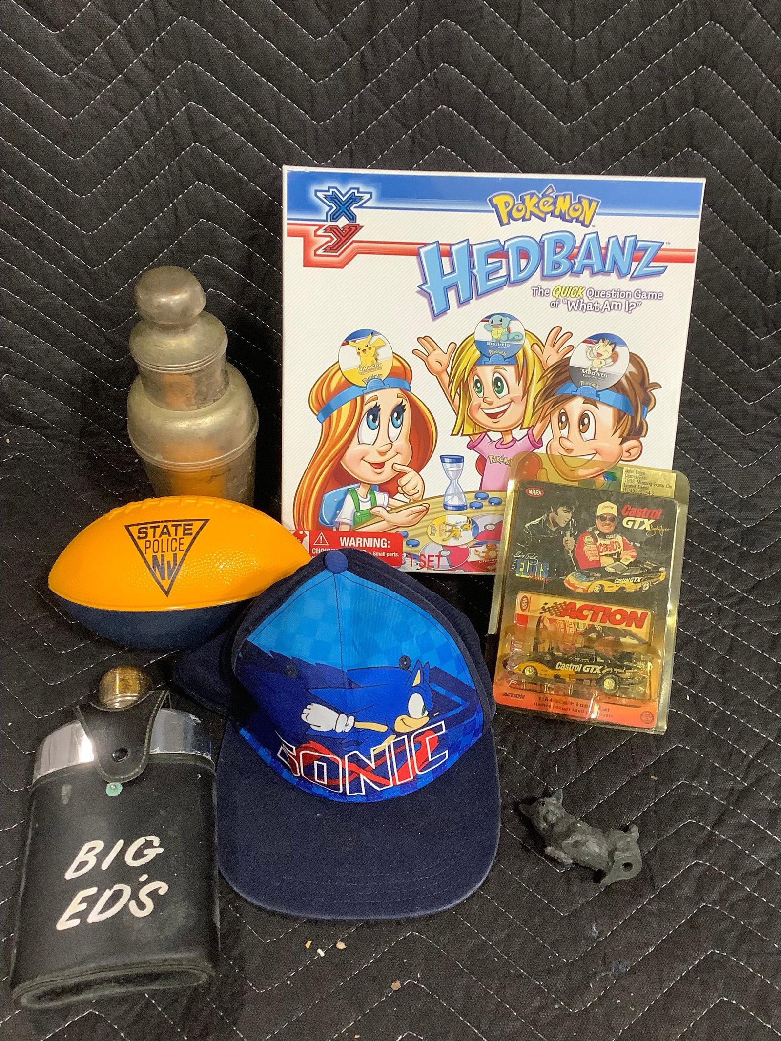 Pokemon Hedbanz game, Sonic hat, Big Ed's flask, and more (1 of 1)