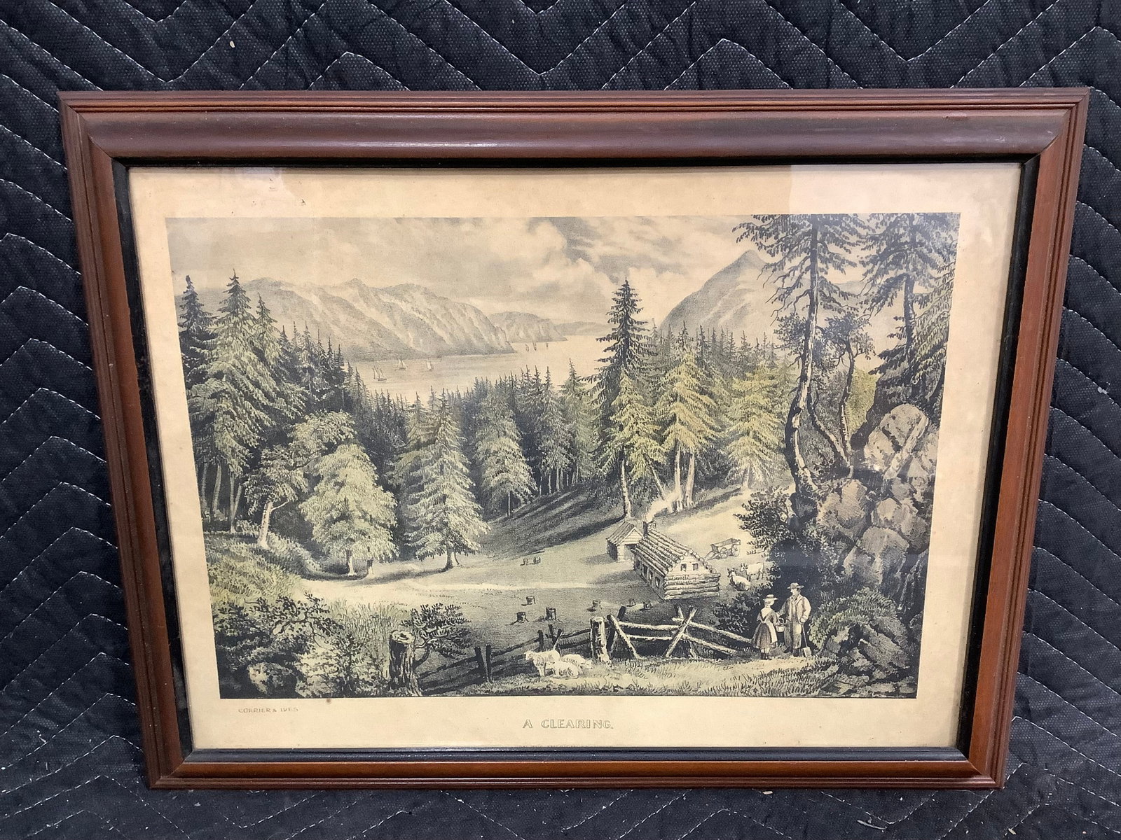 Currier & Ives A Clearing framed print(14inx18in) (1 of 1)