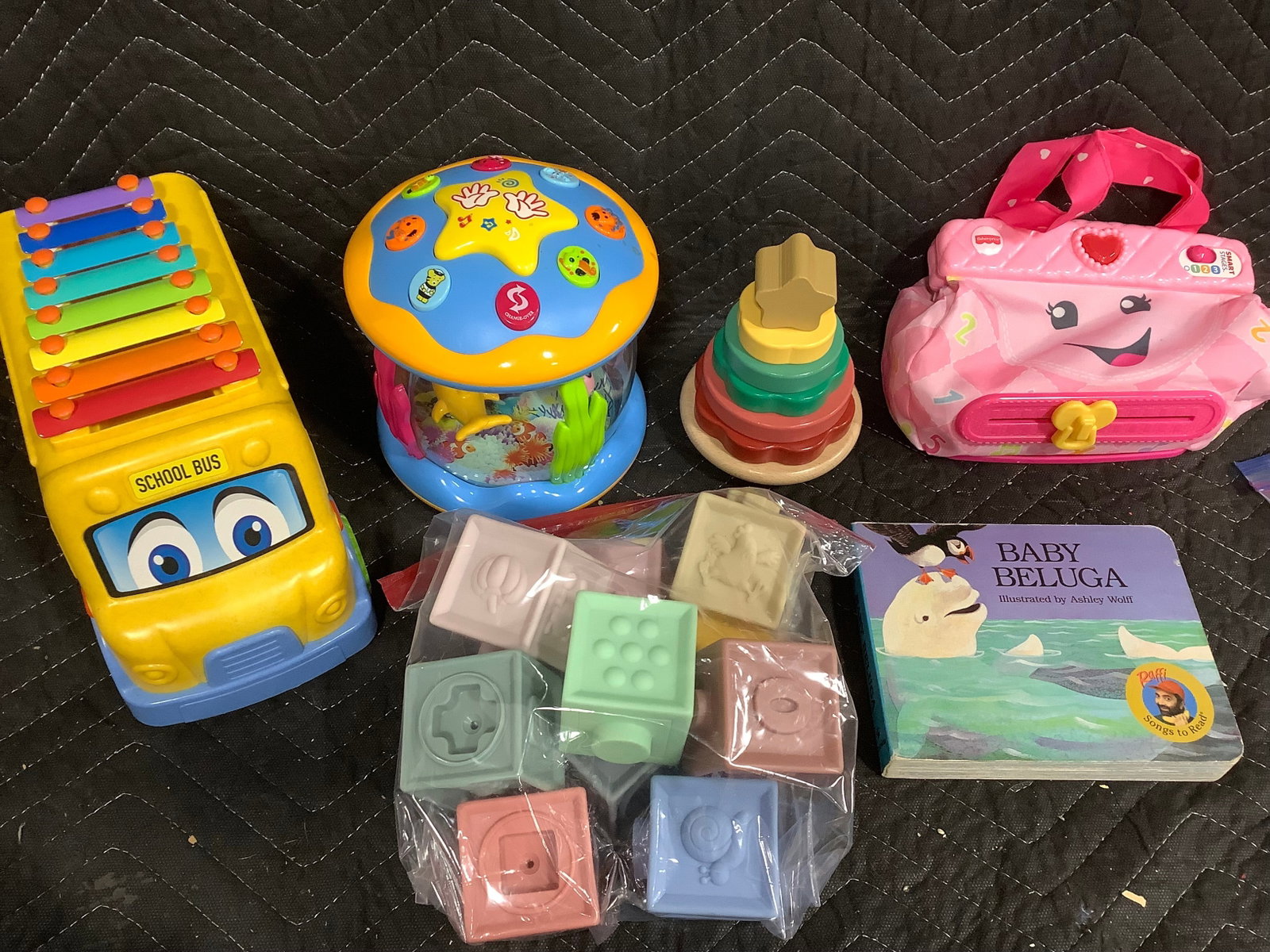 Children's toy blocks, xylophone school bus, and more (1 of 1)