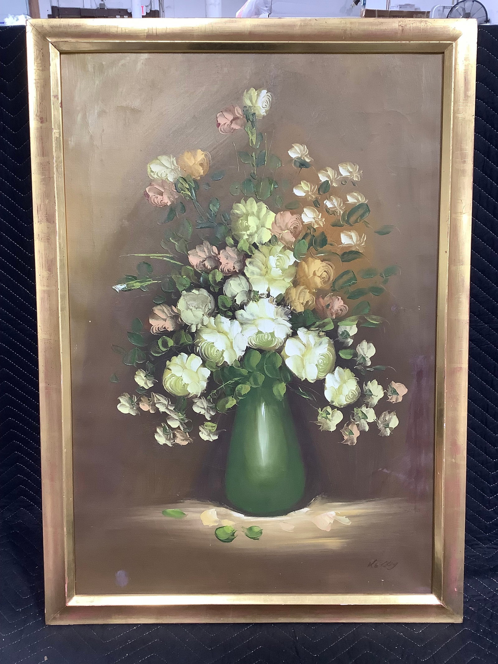 Vintage framed oil on canvas painting signed Kelly(27inx38in) (1 of 1)