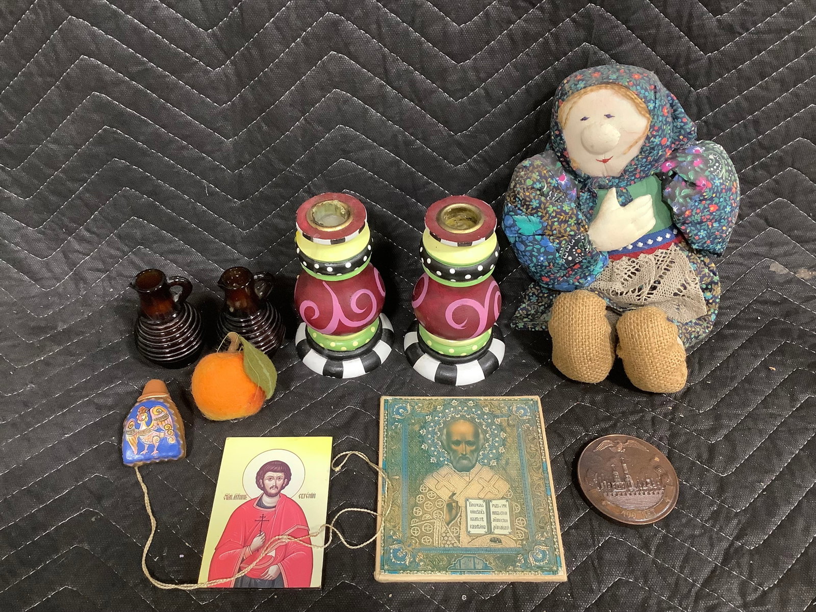 Handmade russian doll, handpainted candlesticks, and more (1 of 1)